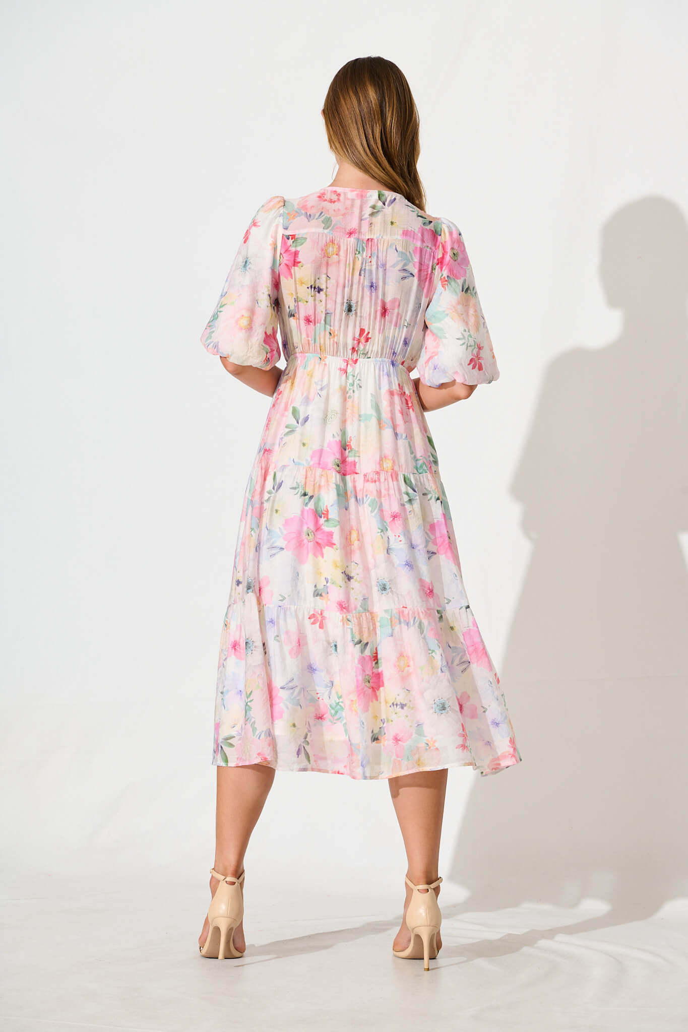 Baltimore Midi Dress in Pastel Watercolour Floral