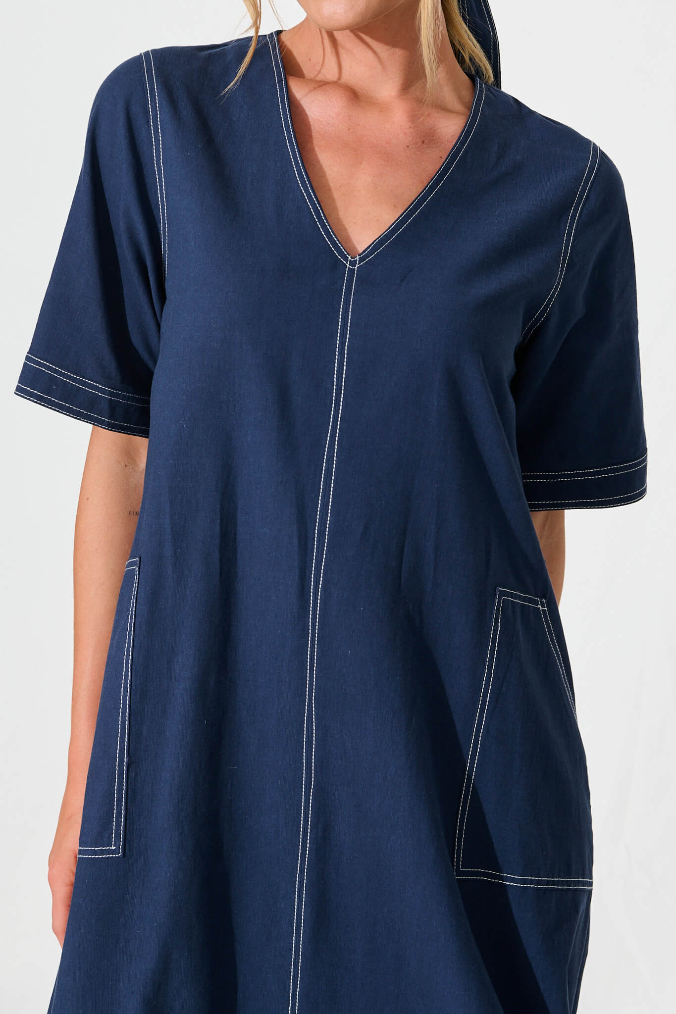 Rohini Midi Dress in Navy Cotton