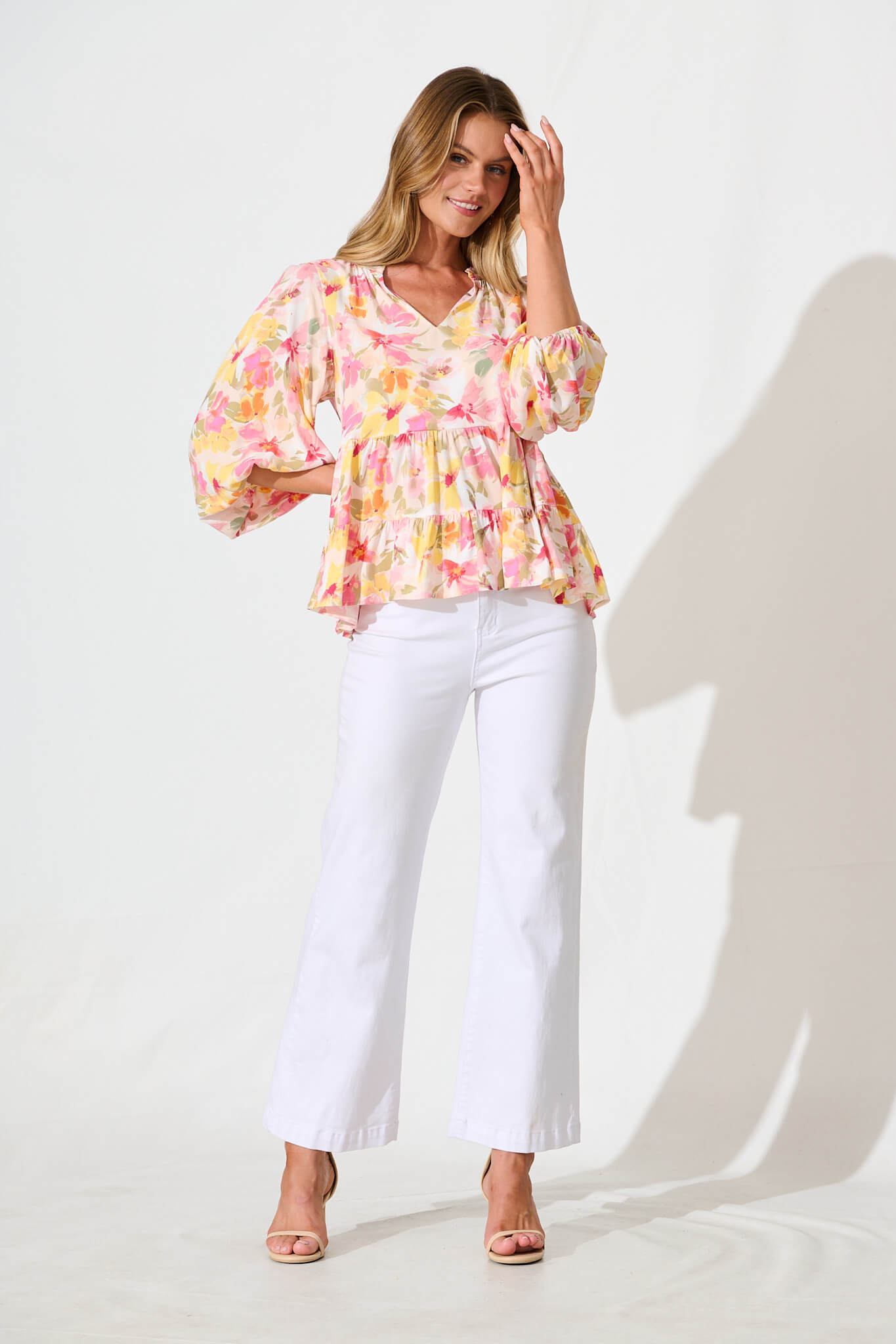 Talena Top in Multi Pink Floral