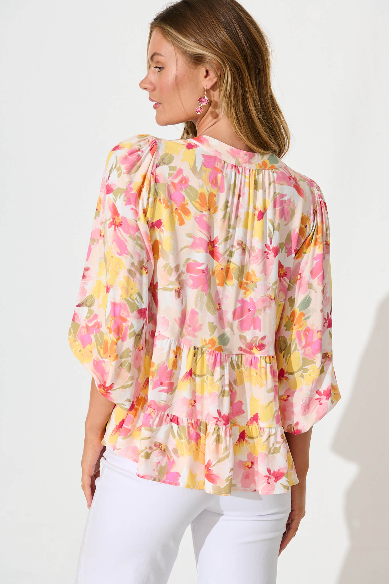 Talena Top in Multi Pink Floral