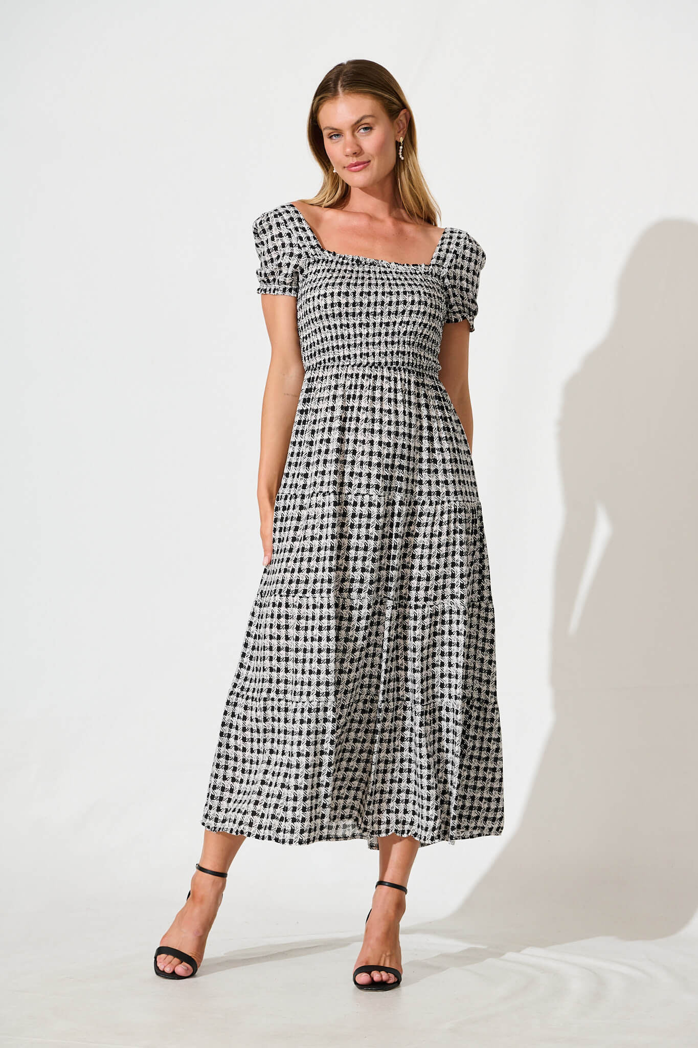 Take Me Out Maxi Dress in Black Gingham Check
