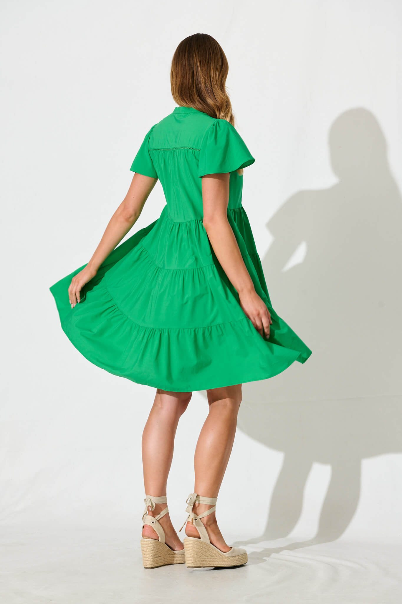 Rosino Smock Dress in Green Cotton