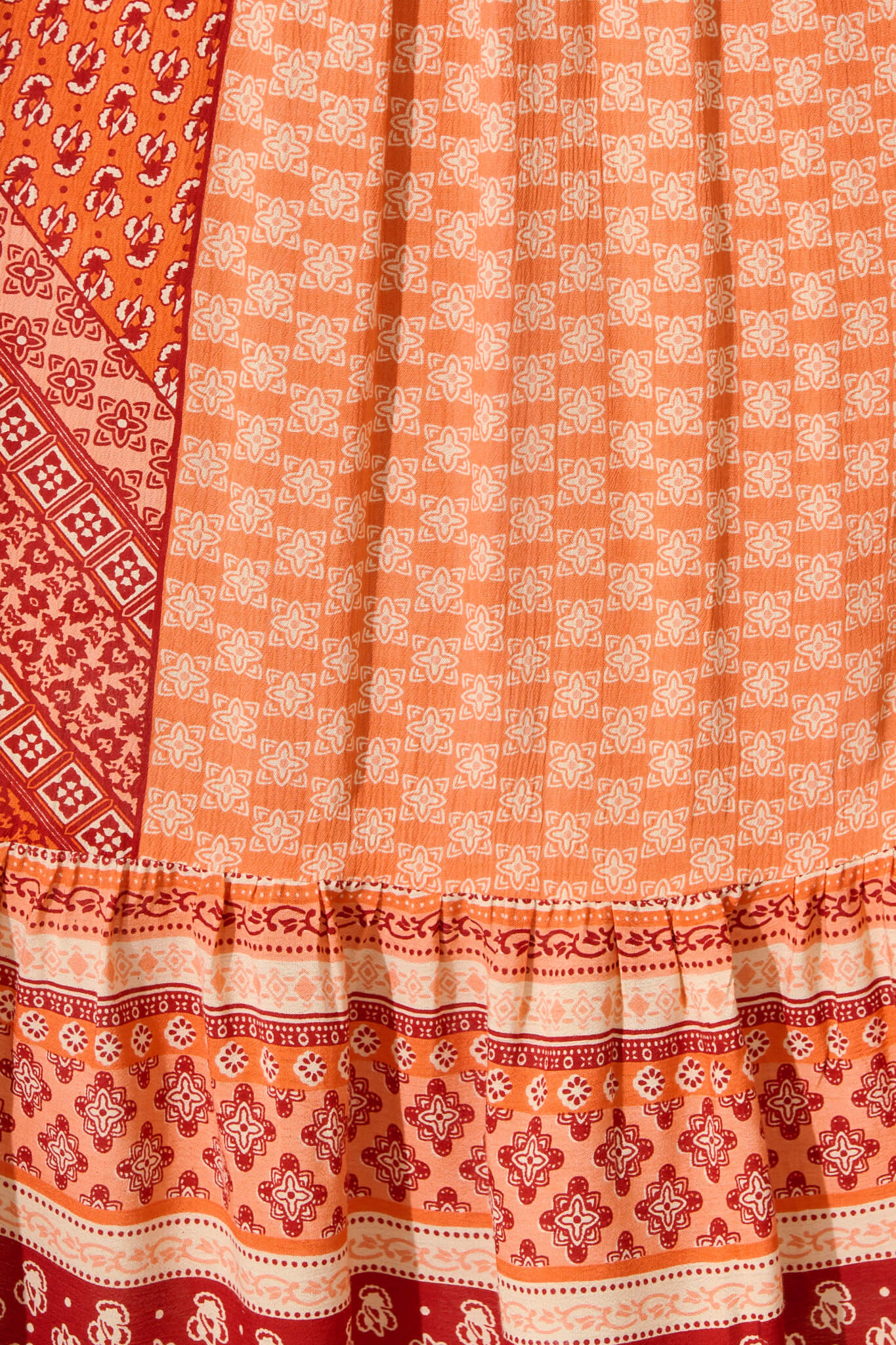 Minara Maxi Dress in Multi Orange Patchwork