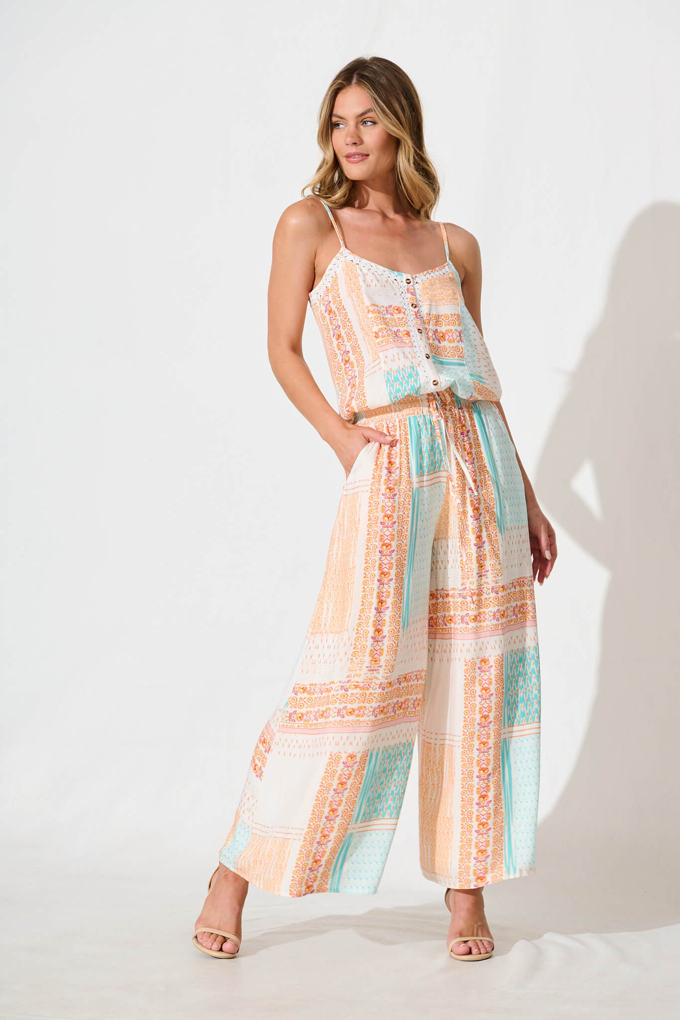 Ayata Cami Top in Multi Patchwork Print