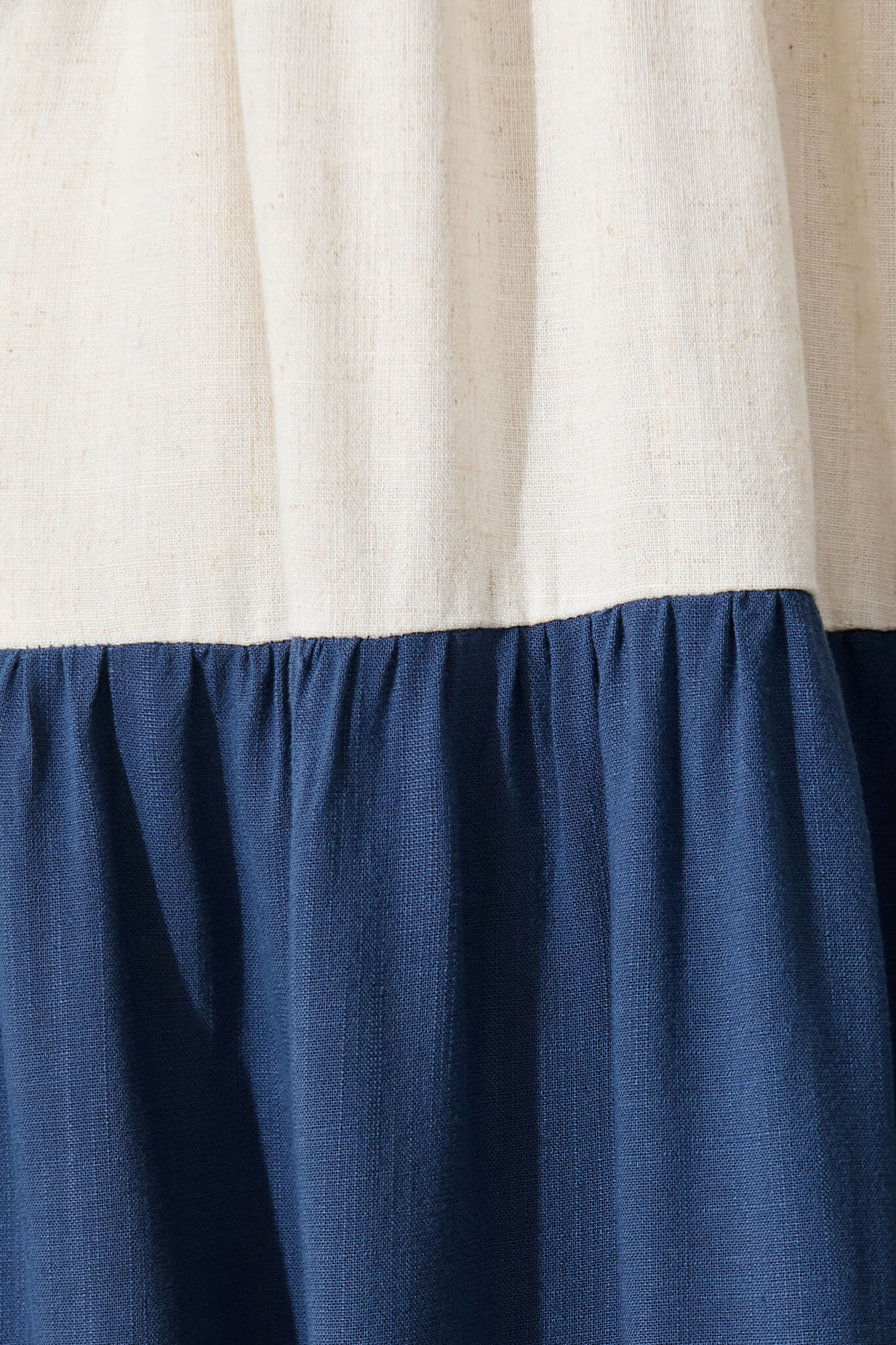 Cecily Midi Dress In Navy Colourblock Linen Blend
