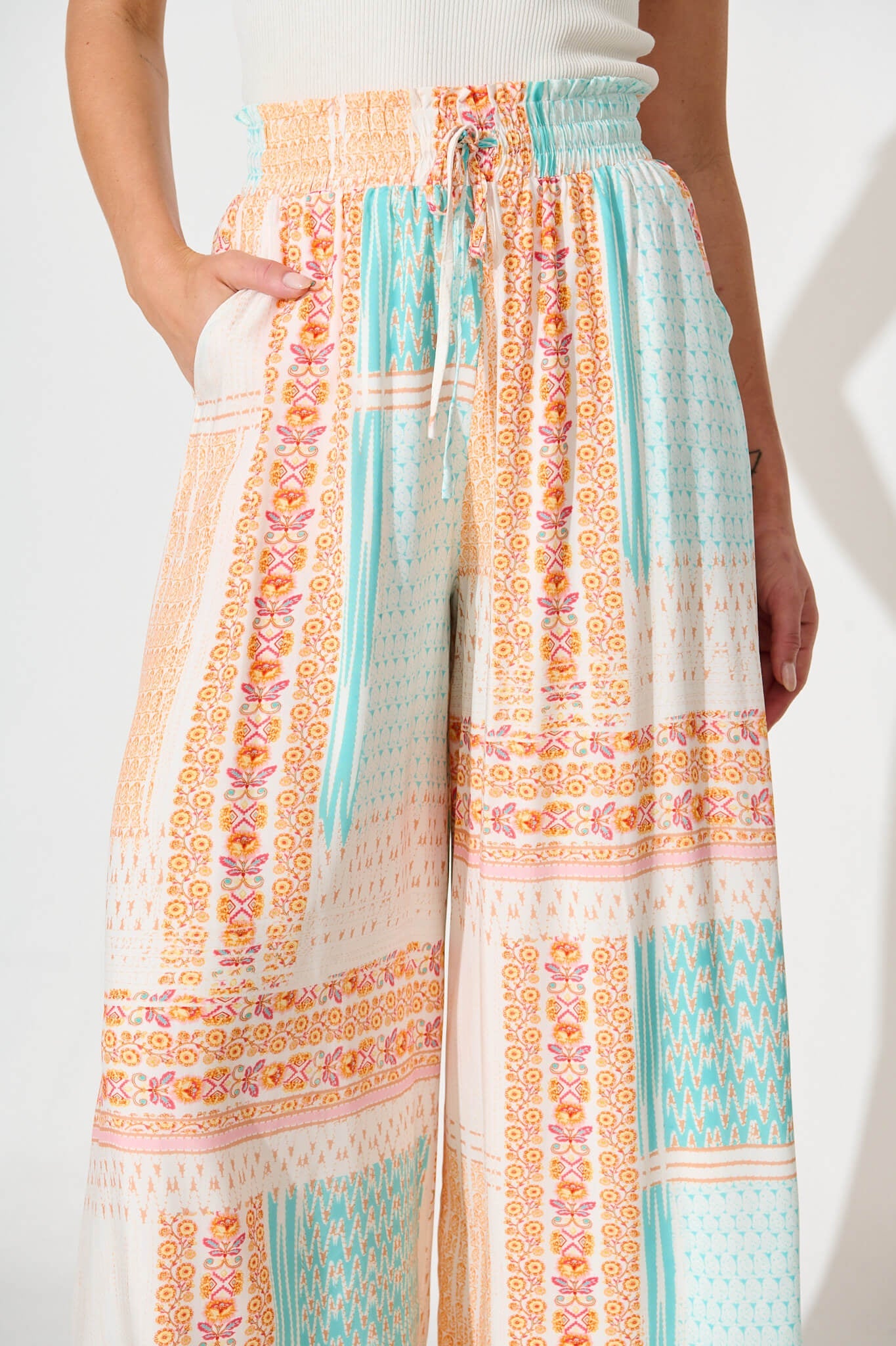 Dahana Pant in Multi Patchwork Print