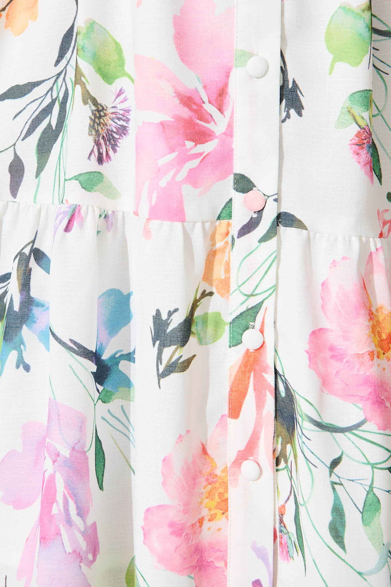 Courtney Shirt Dress In White With Multi Floral