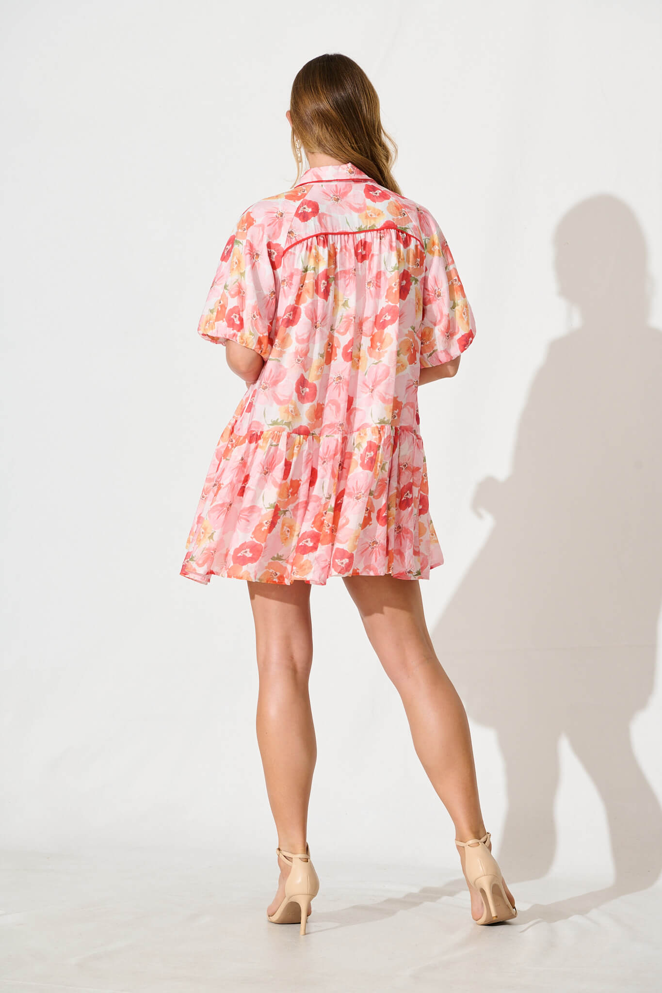 Sonni Shirt Dress In Pink and Red Floral