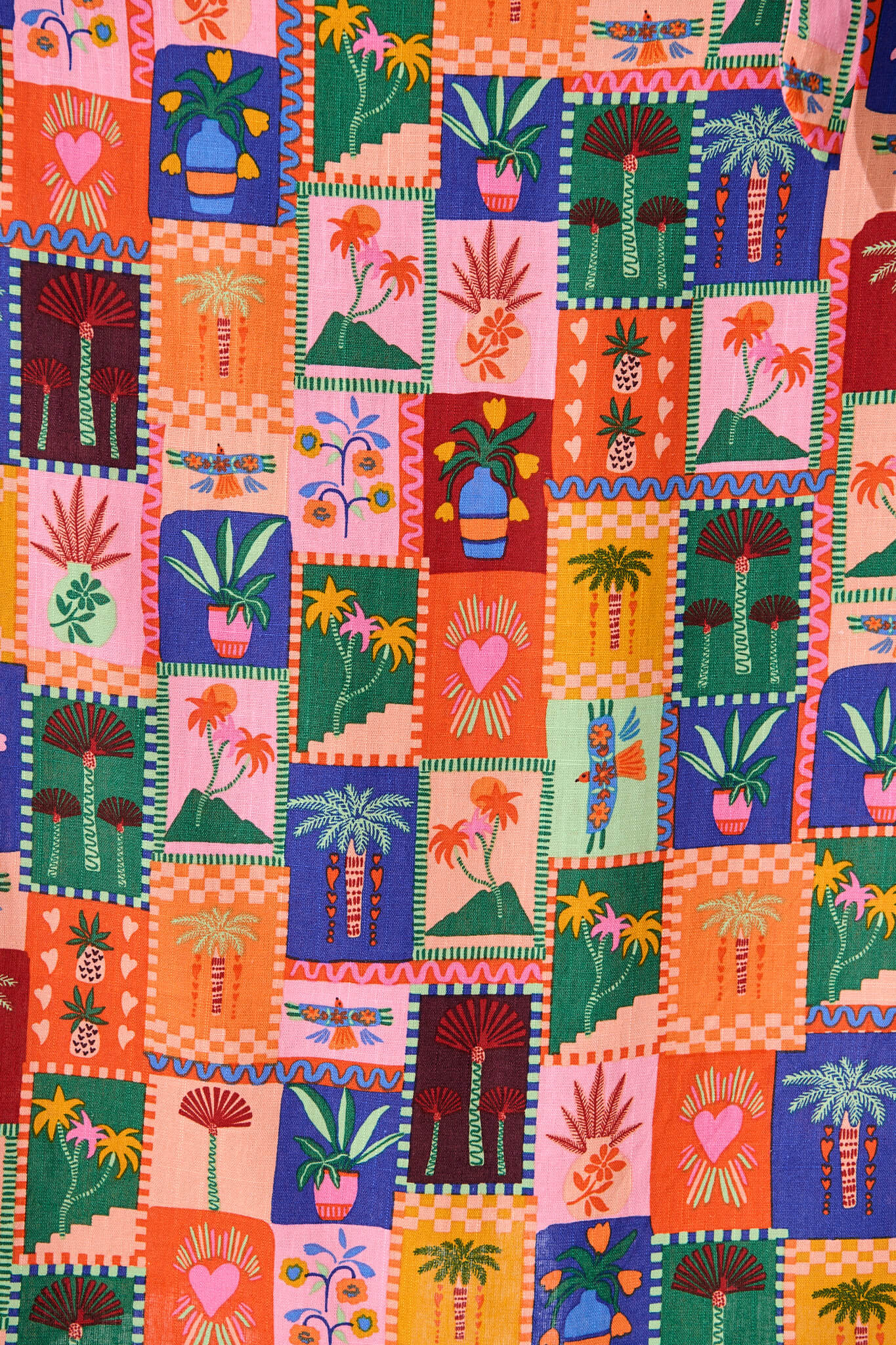 Selerina Maxi Sundress in Bright Multi Palm Linen Blend