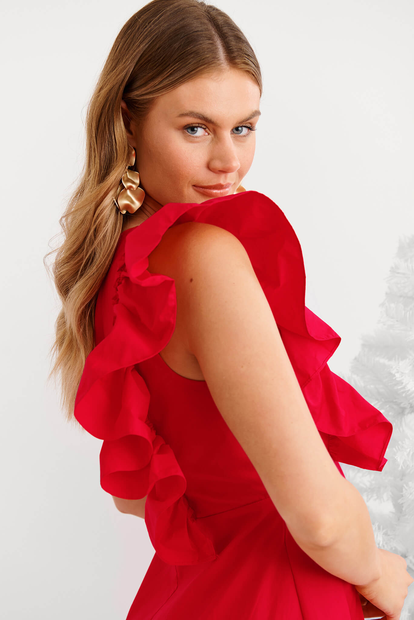 Irisa Maxi Dress in Red Cotton