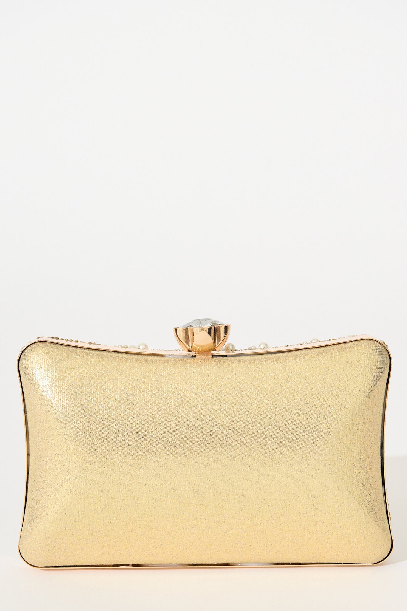 Nelinha Clutch in Gold with Pearl and Diamante