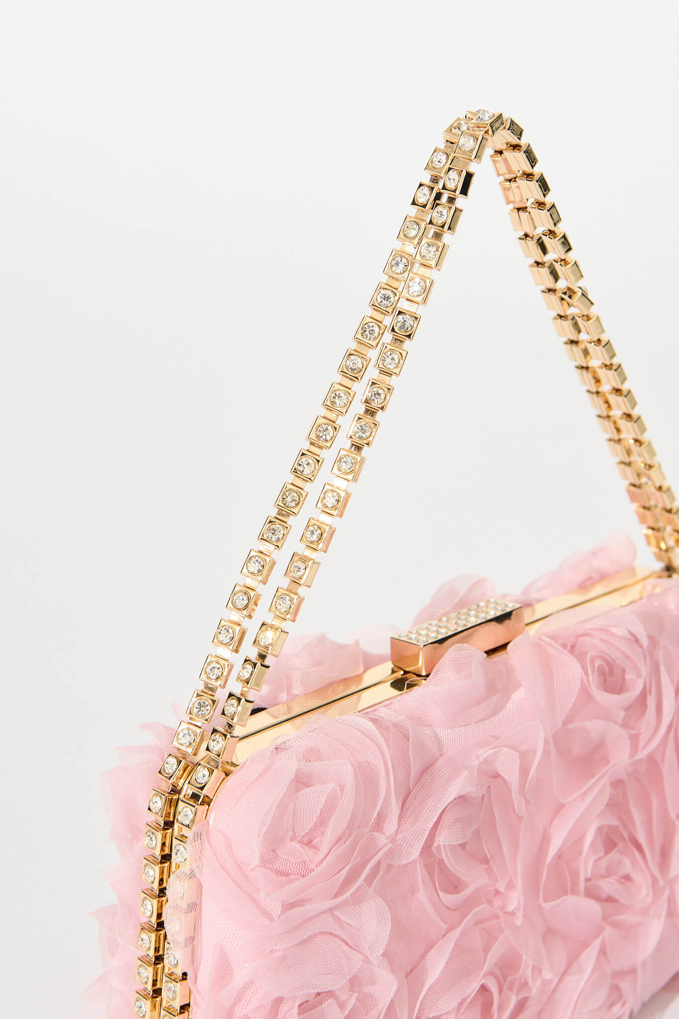 Lucena Clutch in Blush 3D Rosette with Diamante Handle