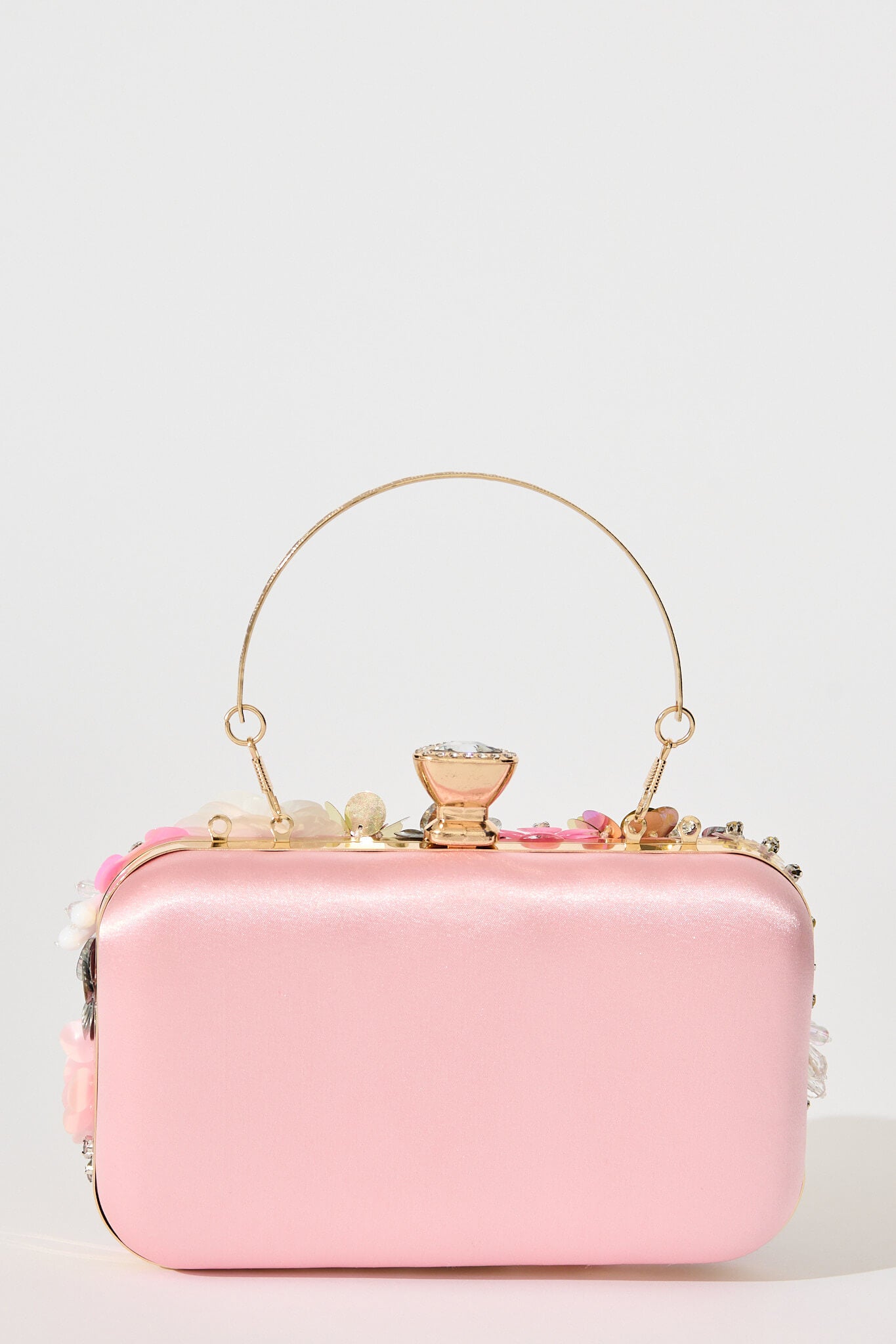 Quinn Clutch Bag in Blush with 3D Multi Sequin Floral