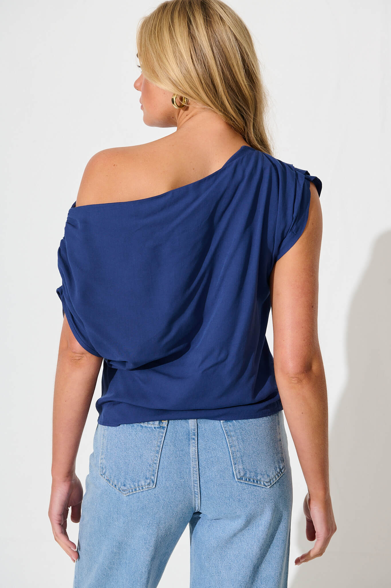 Liana Off Shoulder Top in Navy