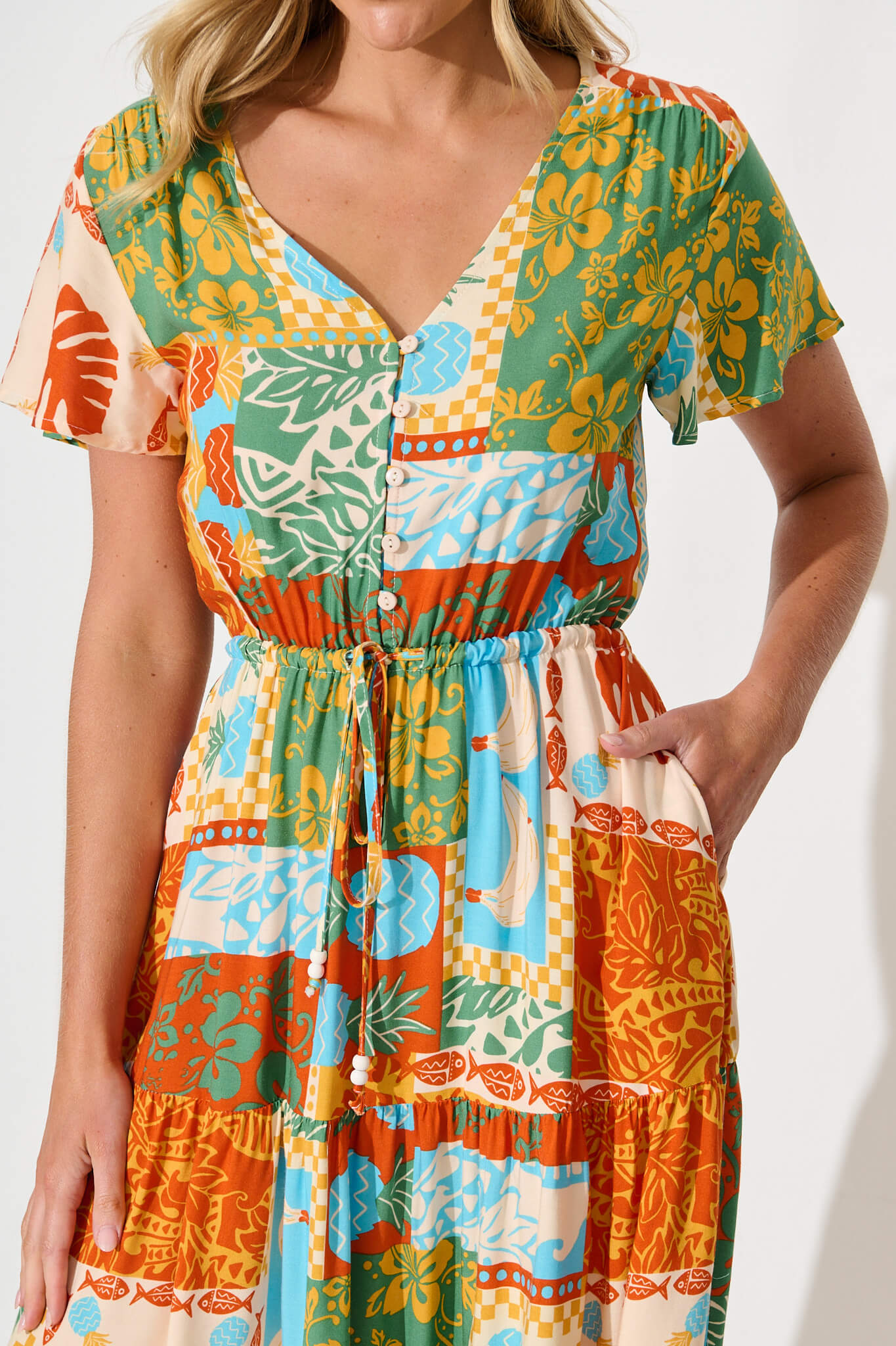 Sumaya Midi Dress in Multi Orange Print