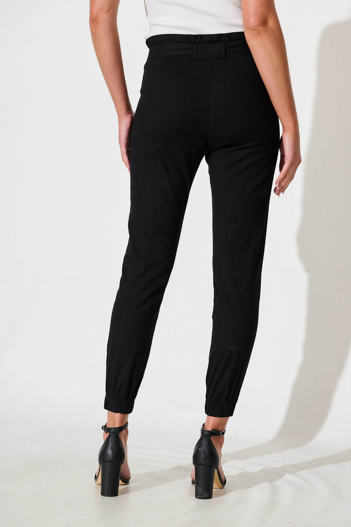 Tenley Stretch Pant in Black Cotton Blend