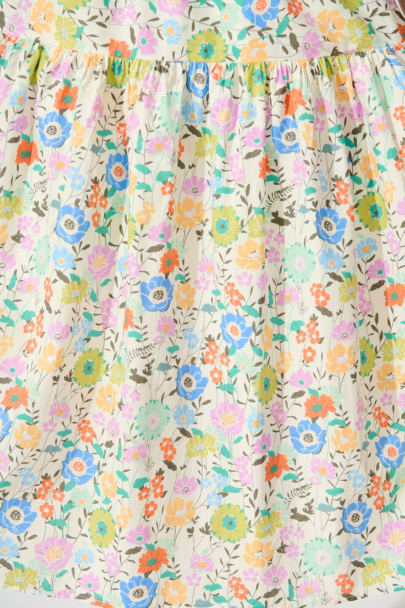 Finola Midi Skirt in White Multi Floral Print Cotton