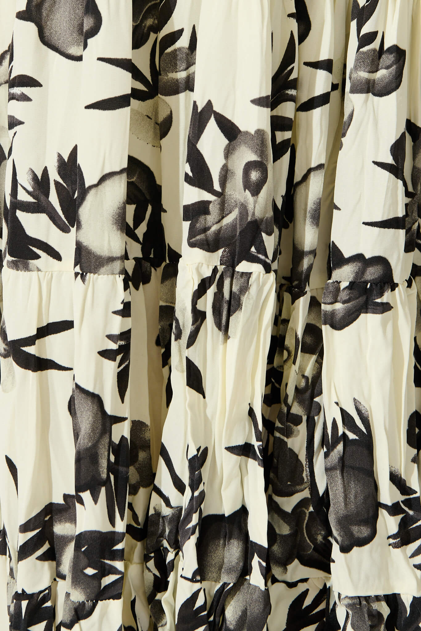 Tinisie Midi Skirt in Cream with Black Floral Chiffon