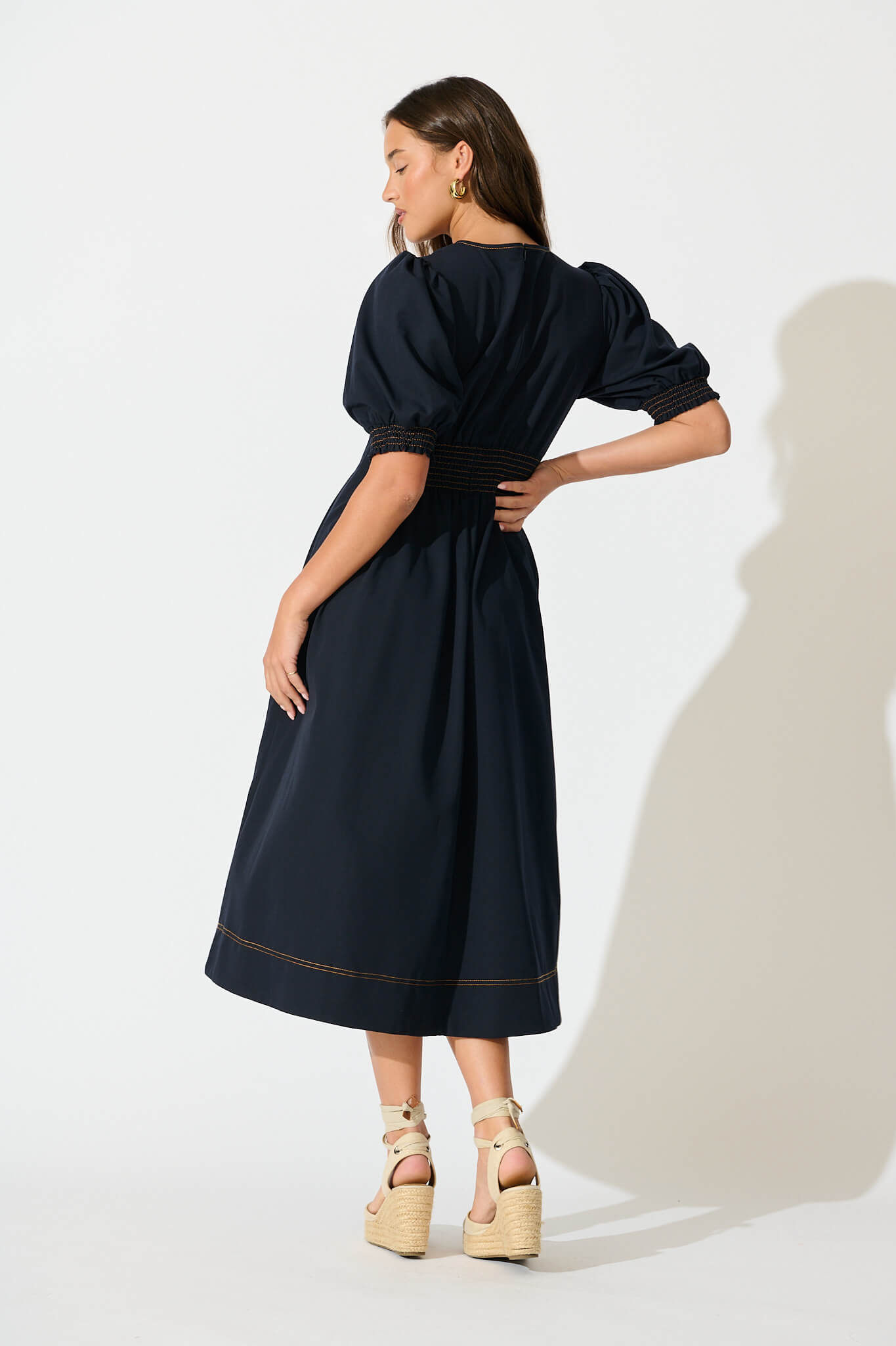 Hazelina Midi Dress In Navy