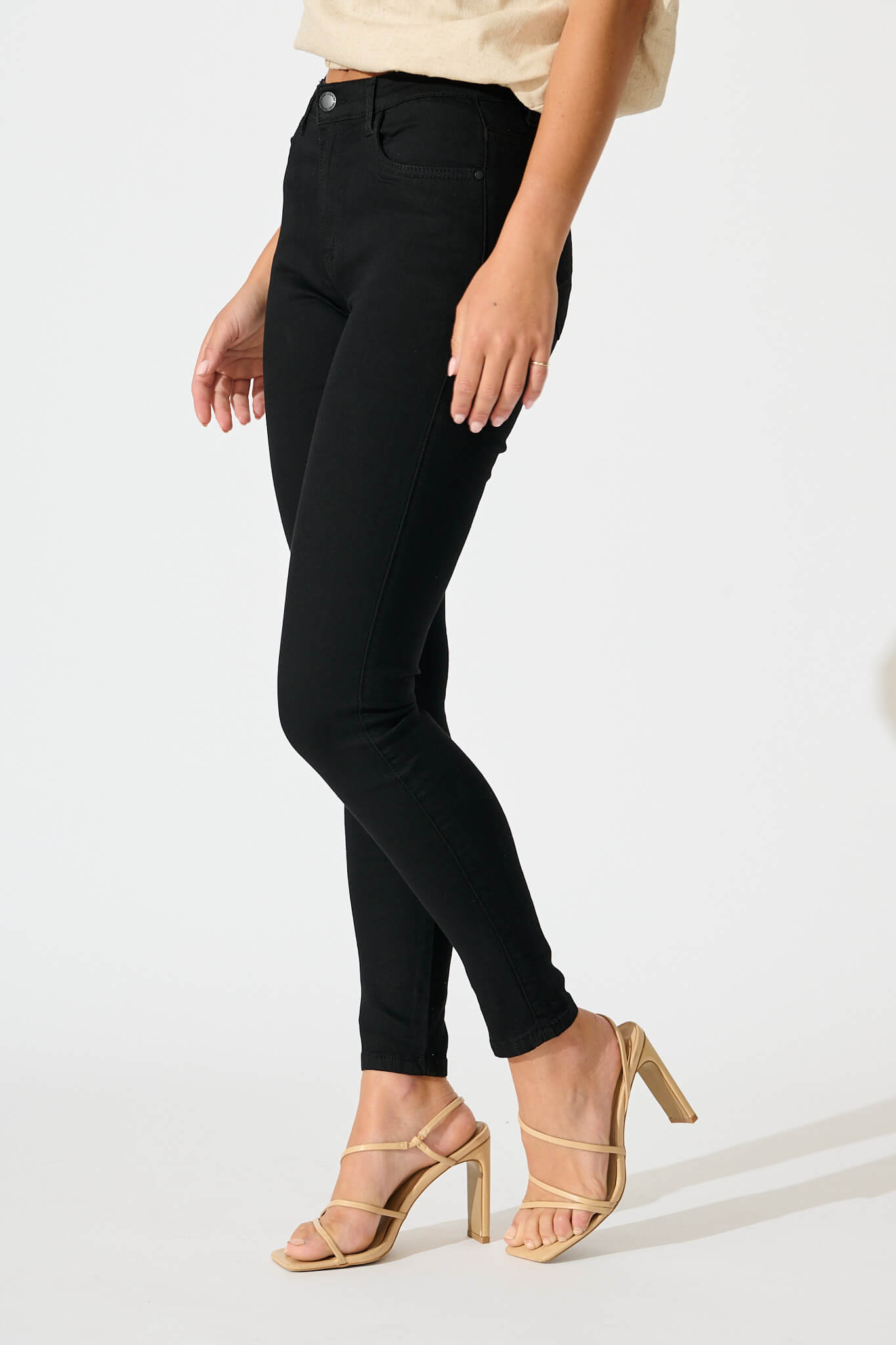 Siren High Rise Skinny Jean in Black Denim