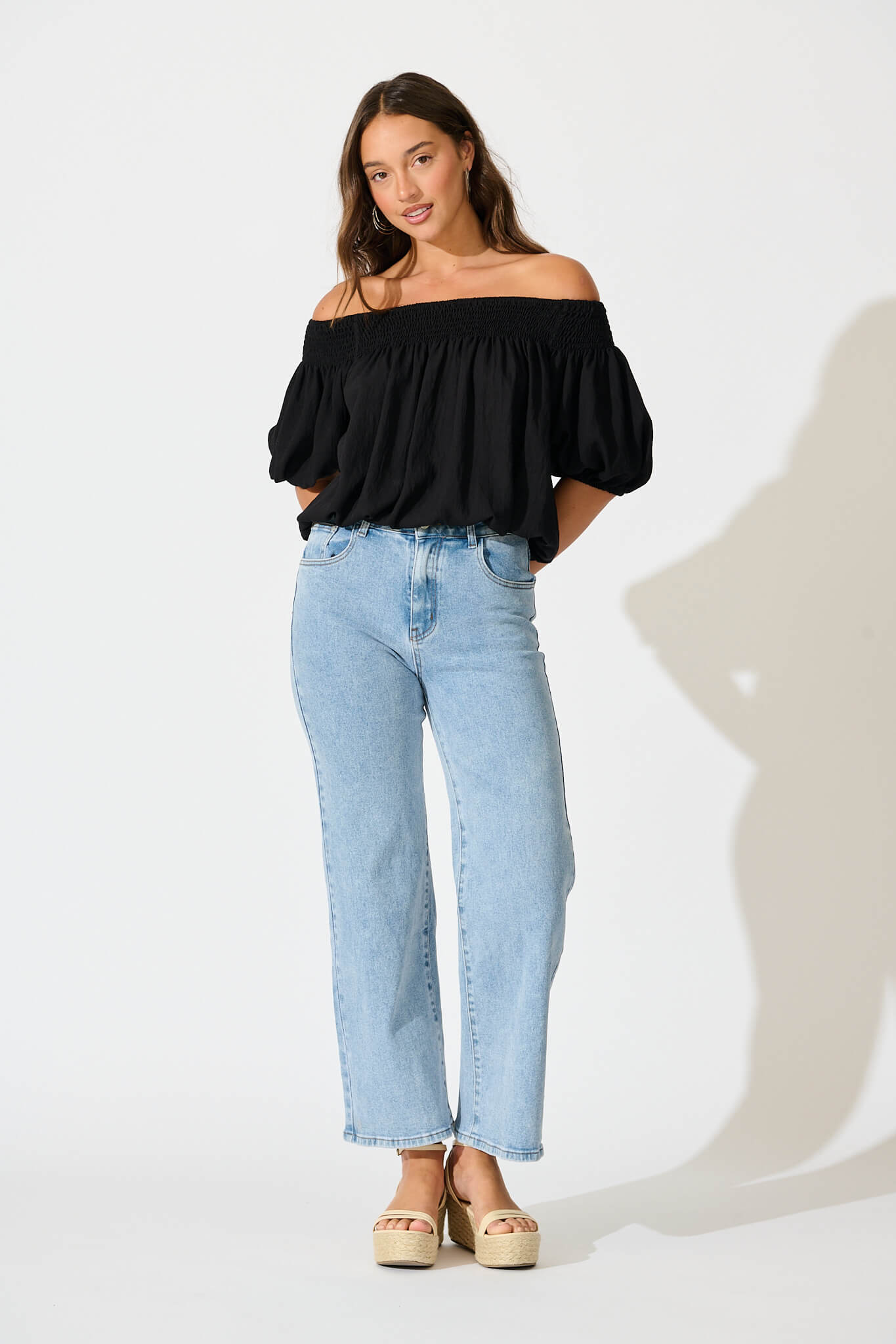 Ocean Road High Rise Wide Leg Jean in Light Blue Denim