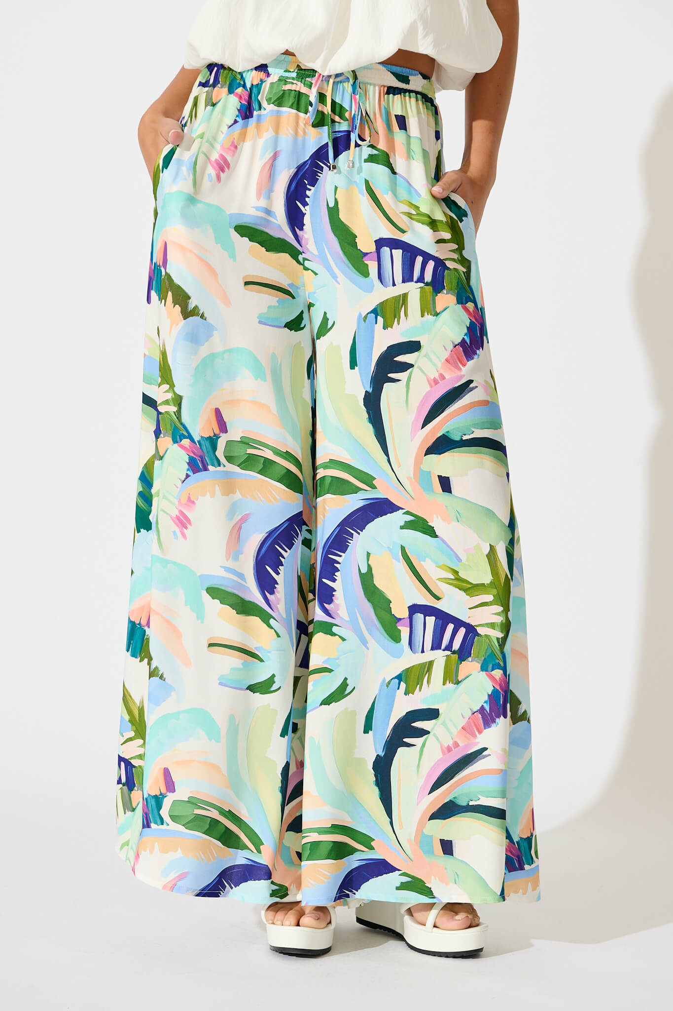 Lucia Pant in Multi Green Print