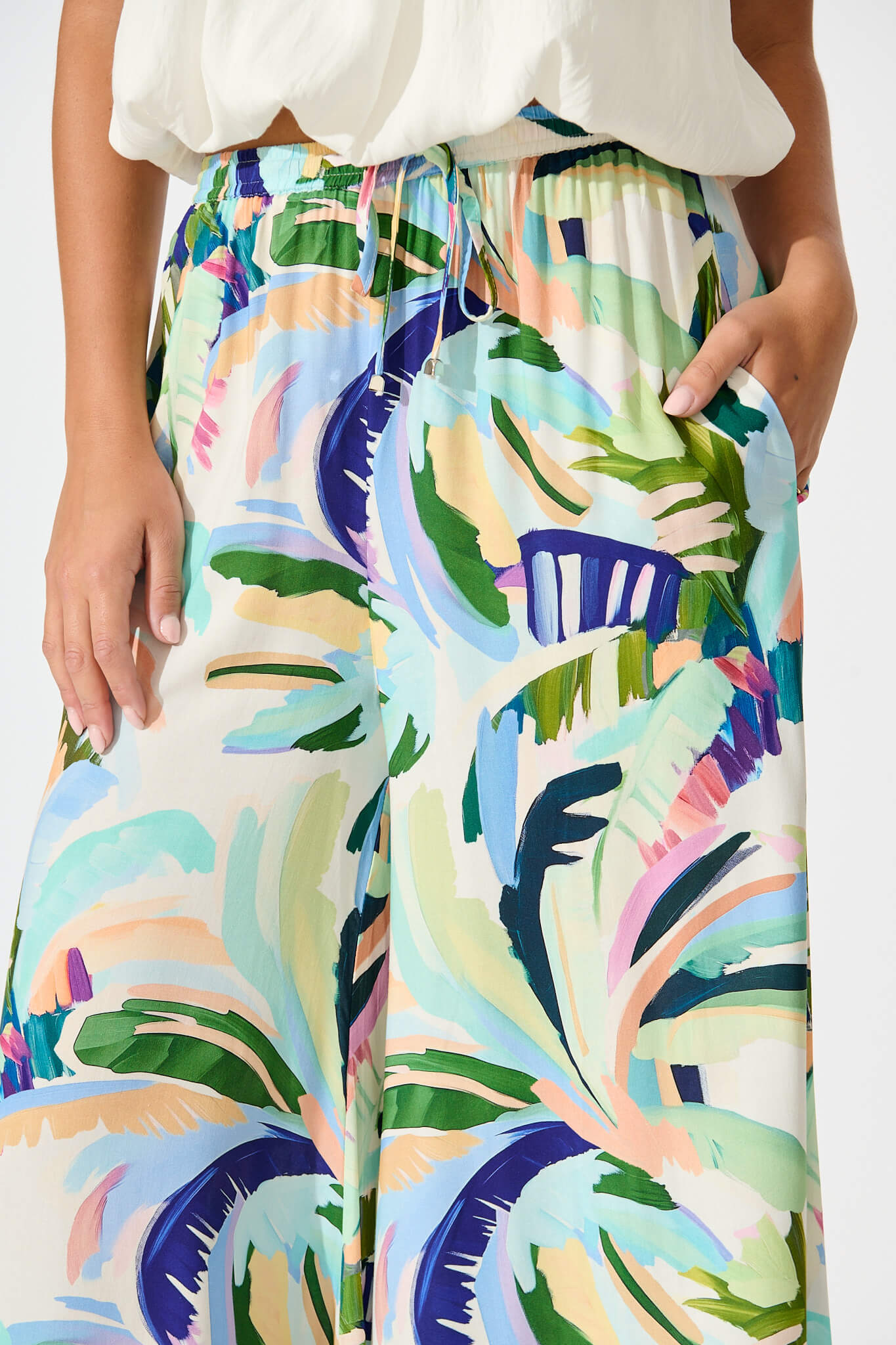 Lucia Pant in Multi Green Print