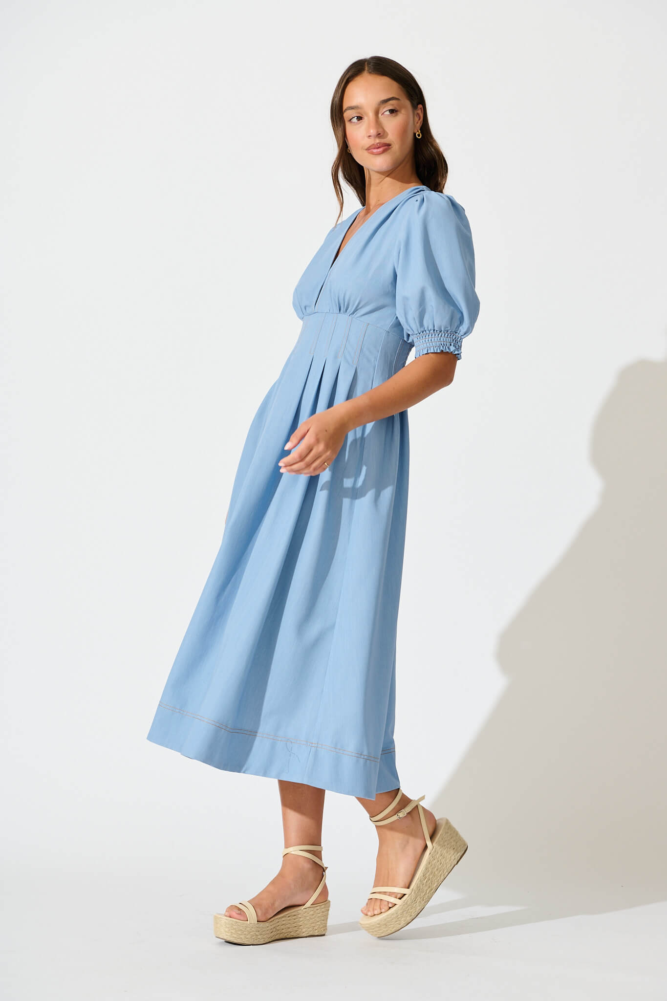 Hazelina Midi Dress in Blue
