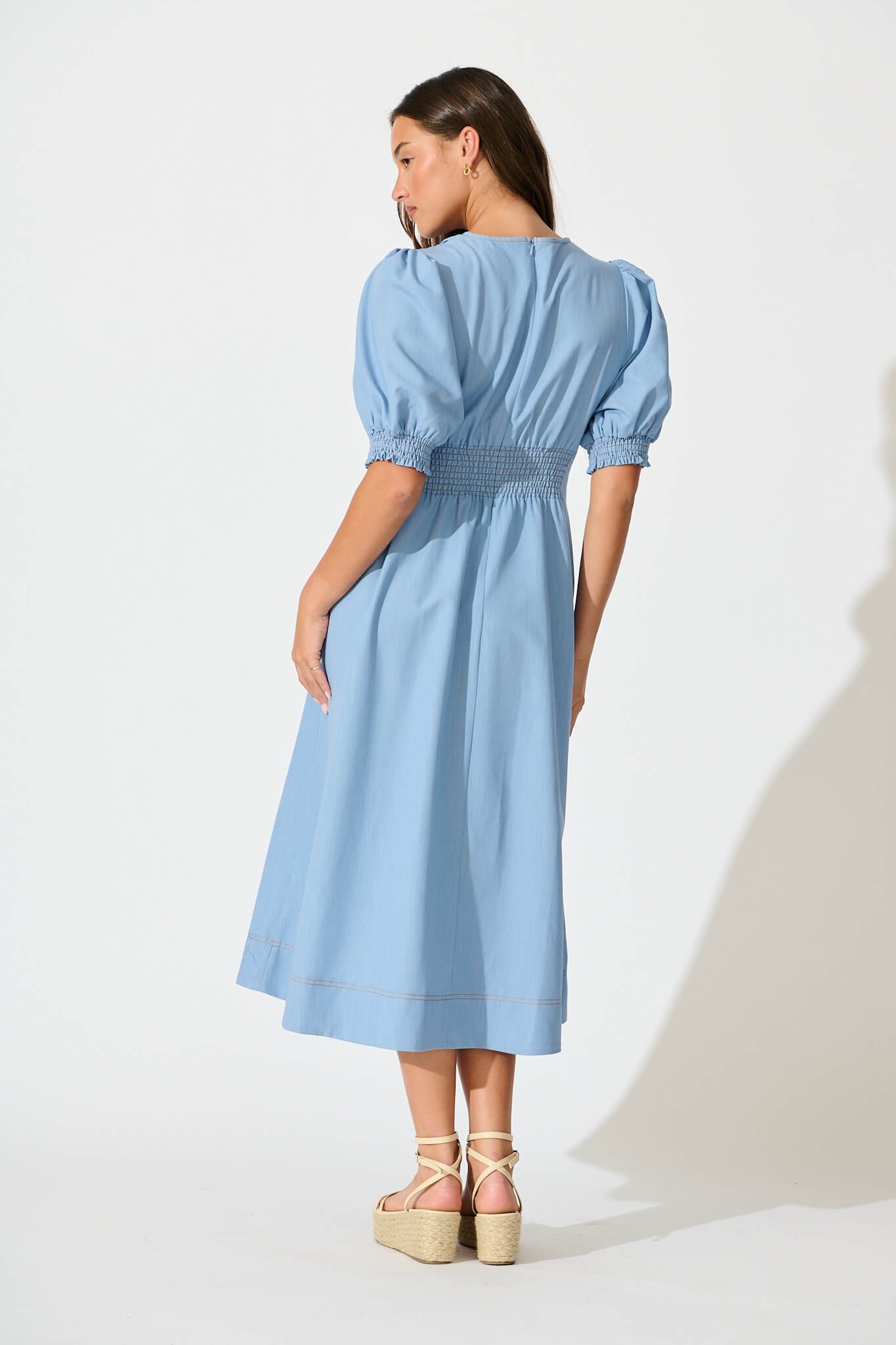 Hazelina Midi Dress in Blue