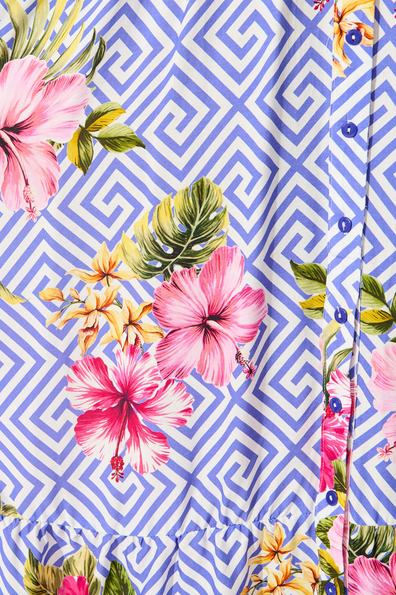 Alaria Midi Dress in Blue with Multi Floral Print