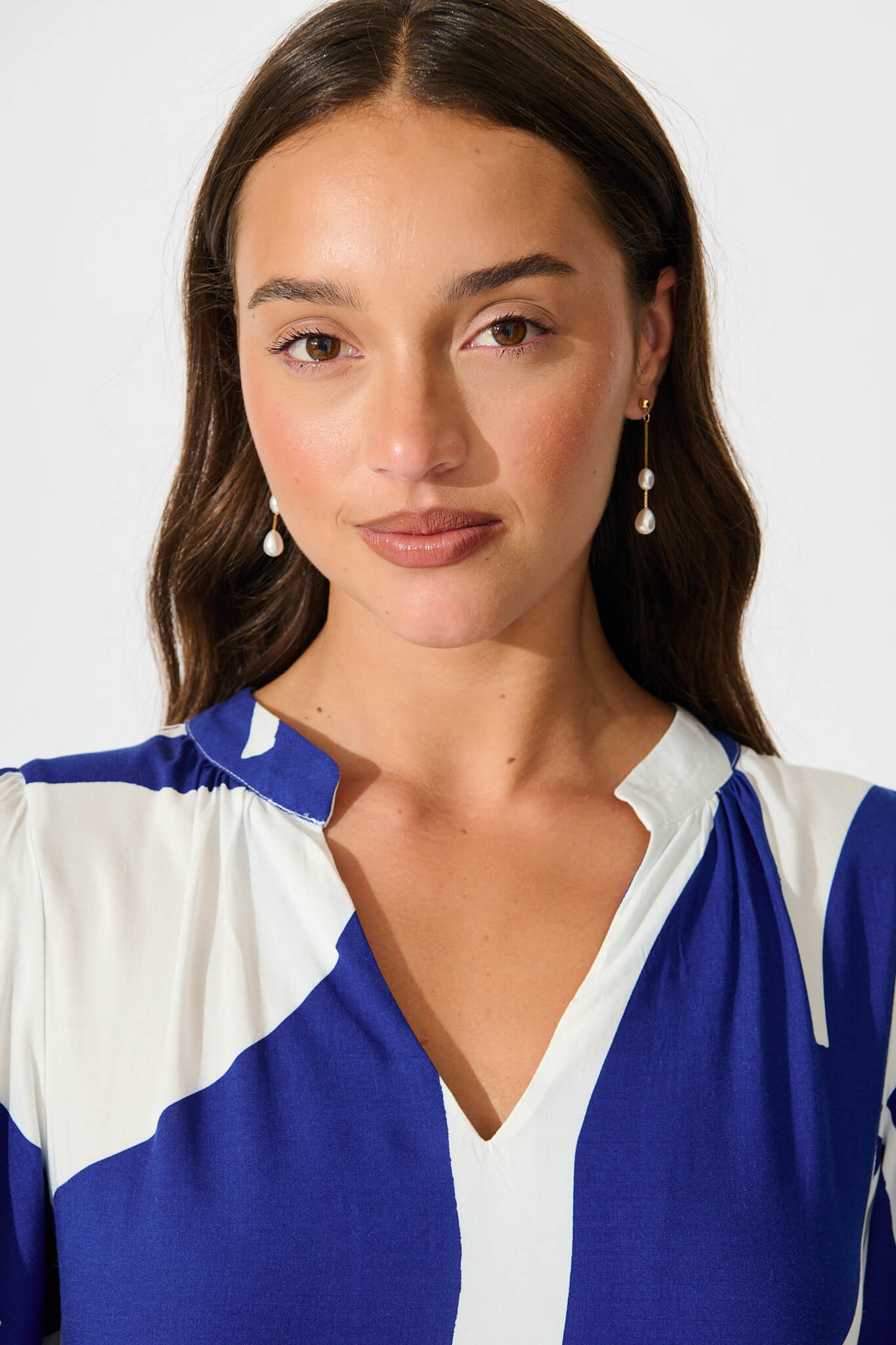 Dainty Drop Pearl Earrings in Gold