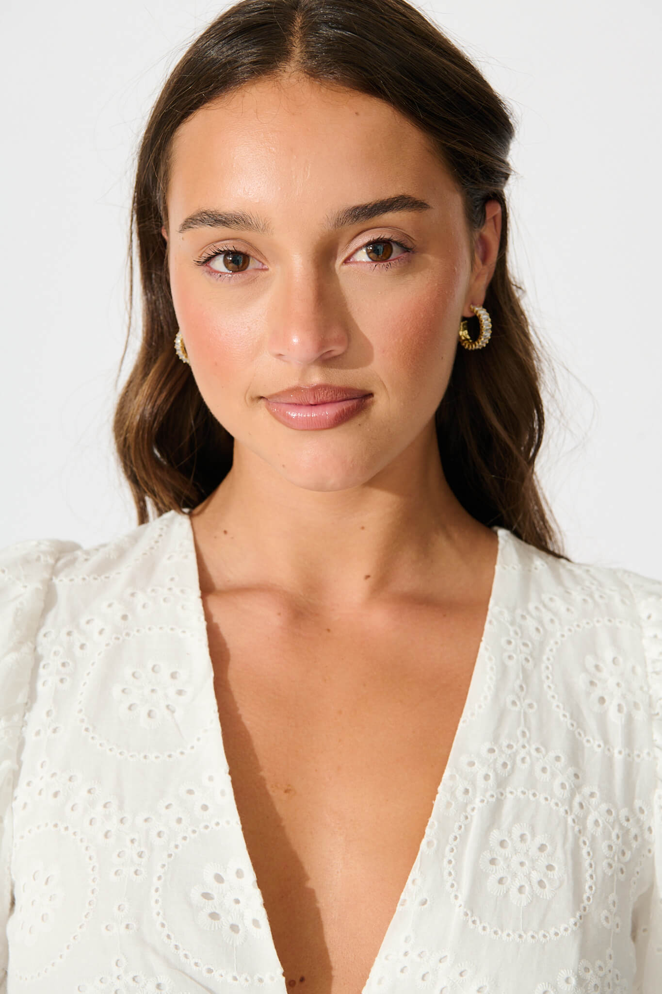 Airlie Hoop Earrings in Gold with Rhinestone