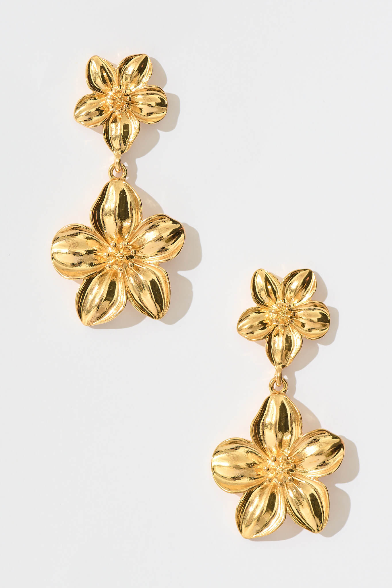 Serato Drop Flower Earrings in Gold