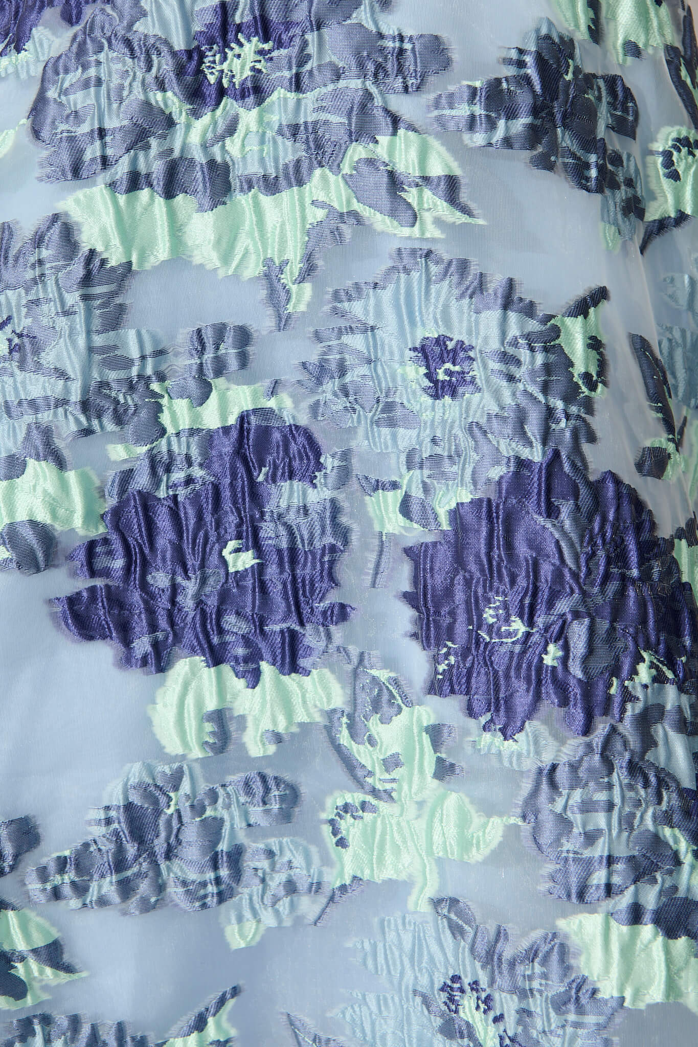 Opulent Dress in Blue Floral Organza Jacquard