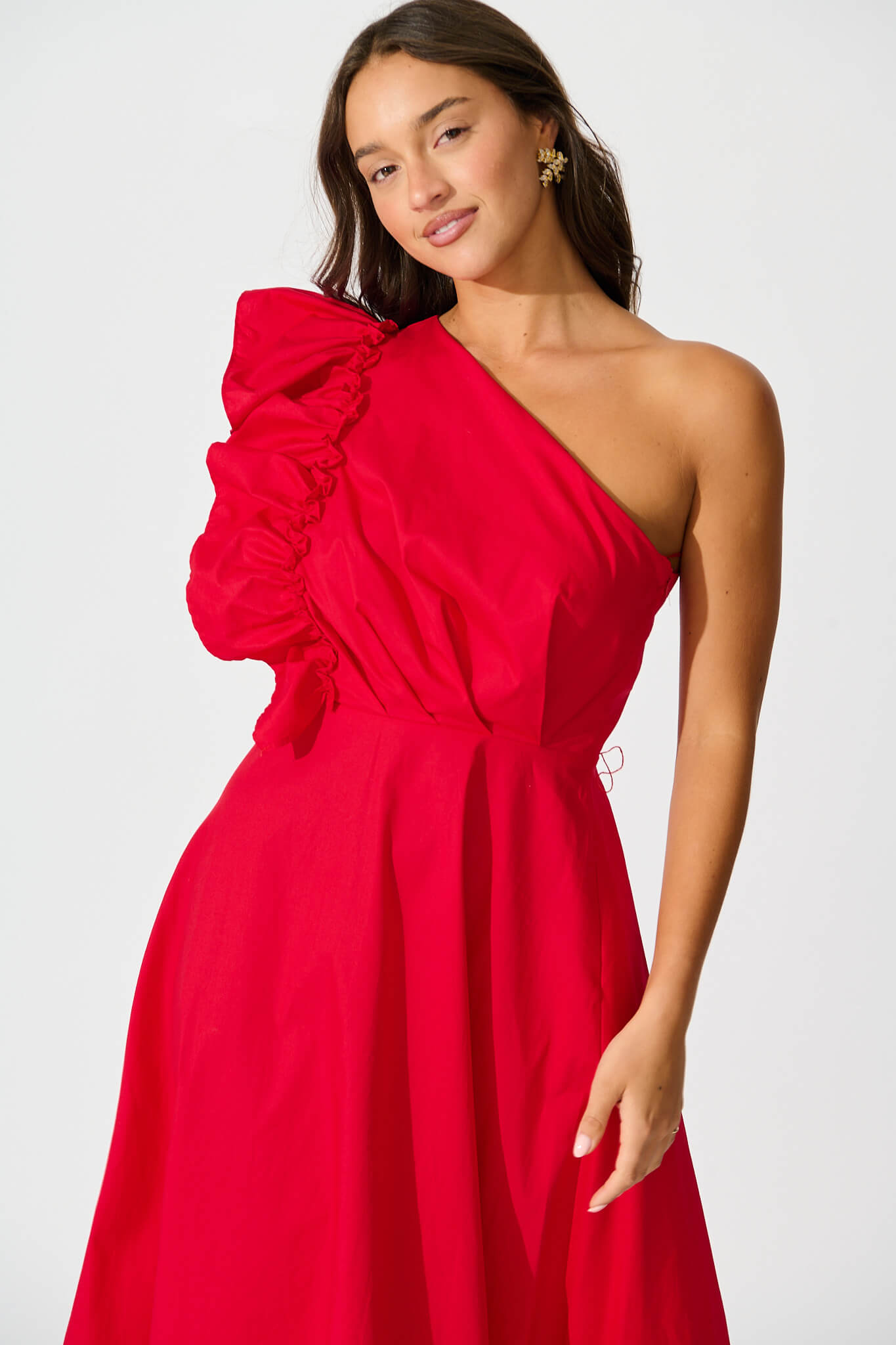 Irisa Maxi Dress in Red Cotton