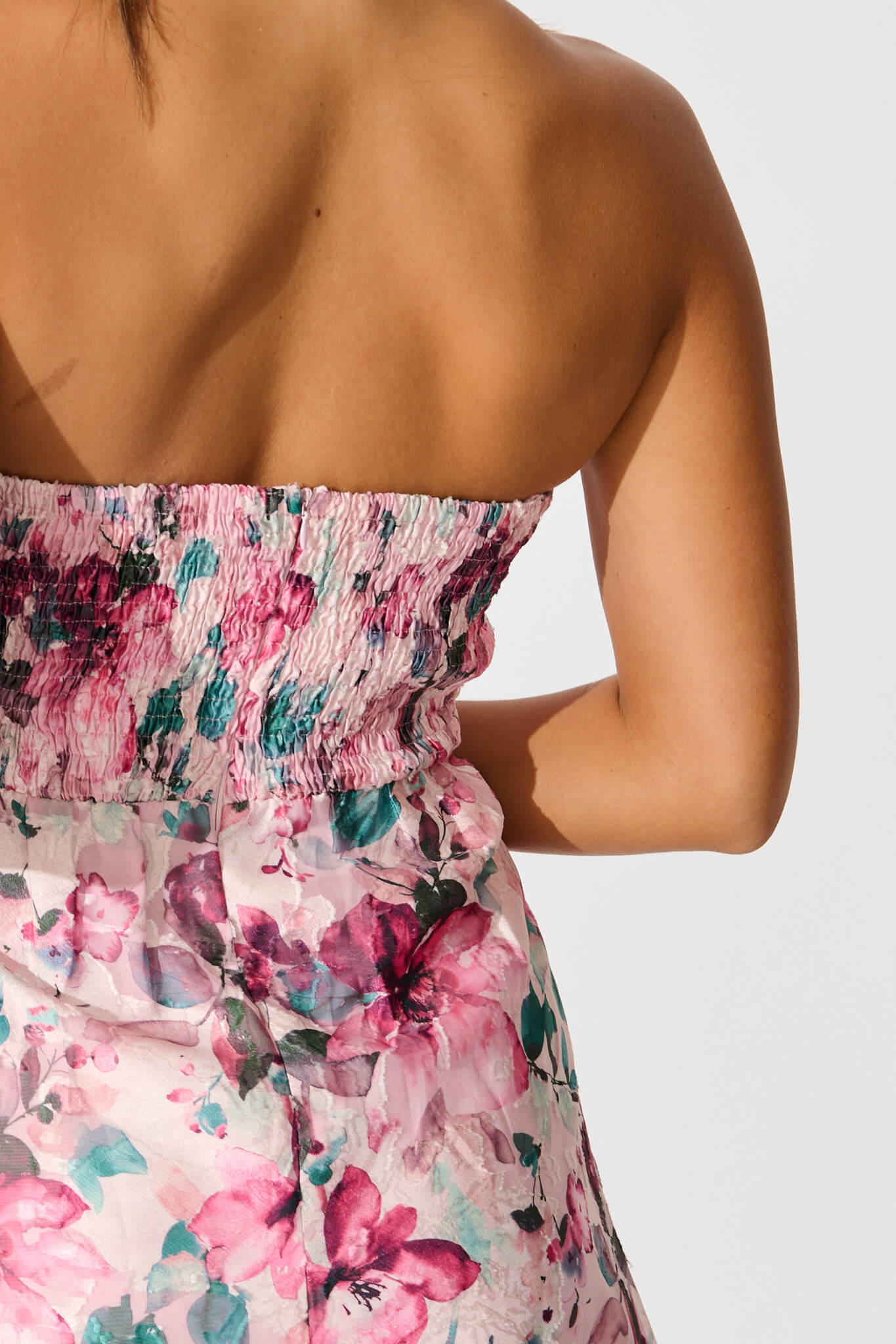 Mon Cherie Maxi Dress in Multi Pink Floral Organza