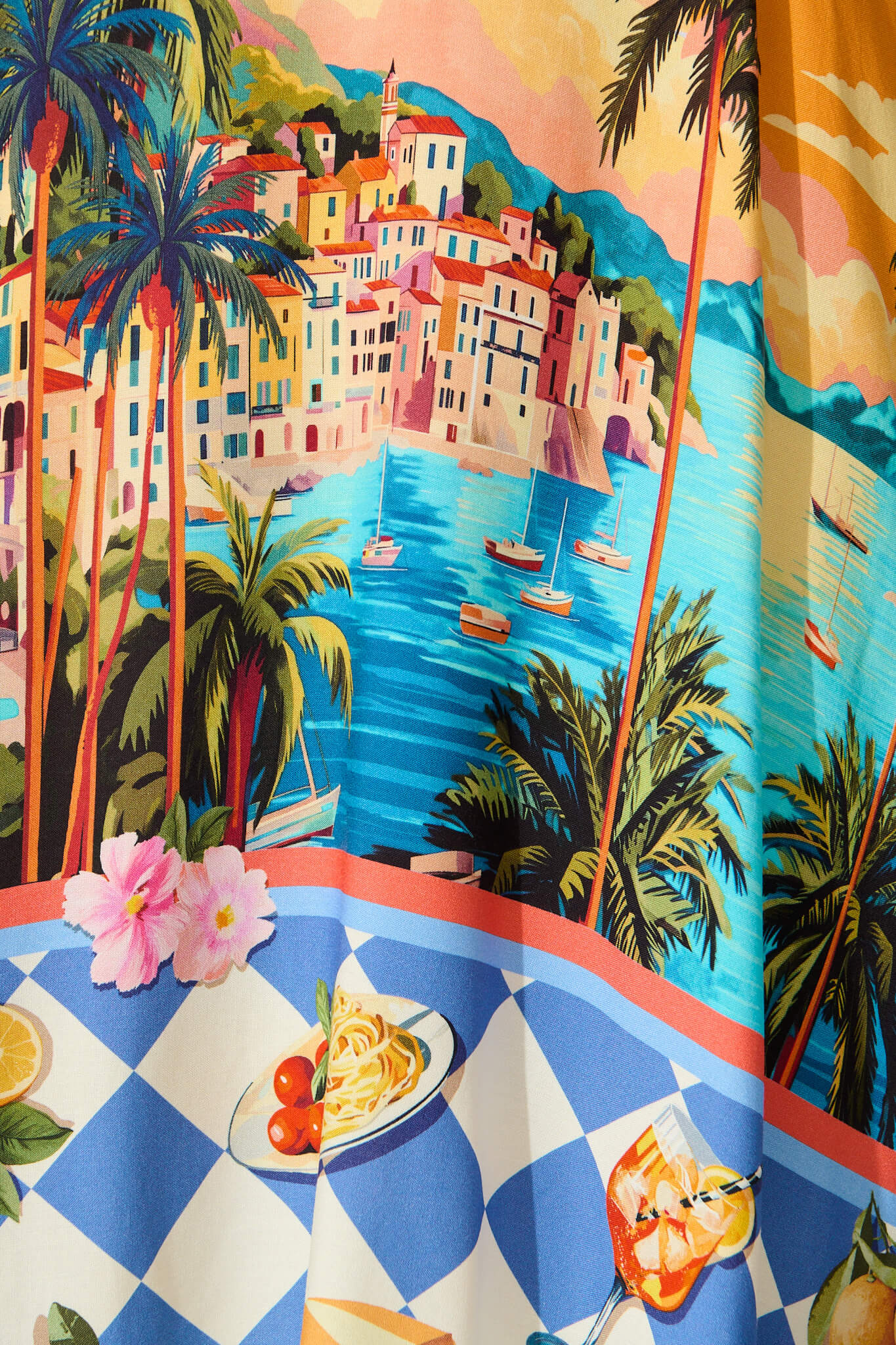 Marla Smock Dress In Light Blue with Multi Tropical Print