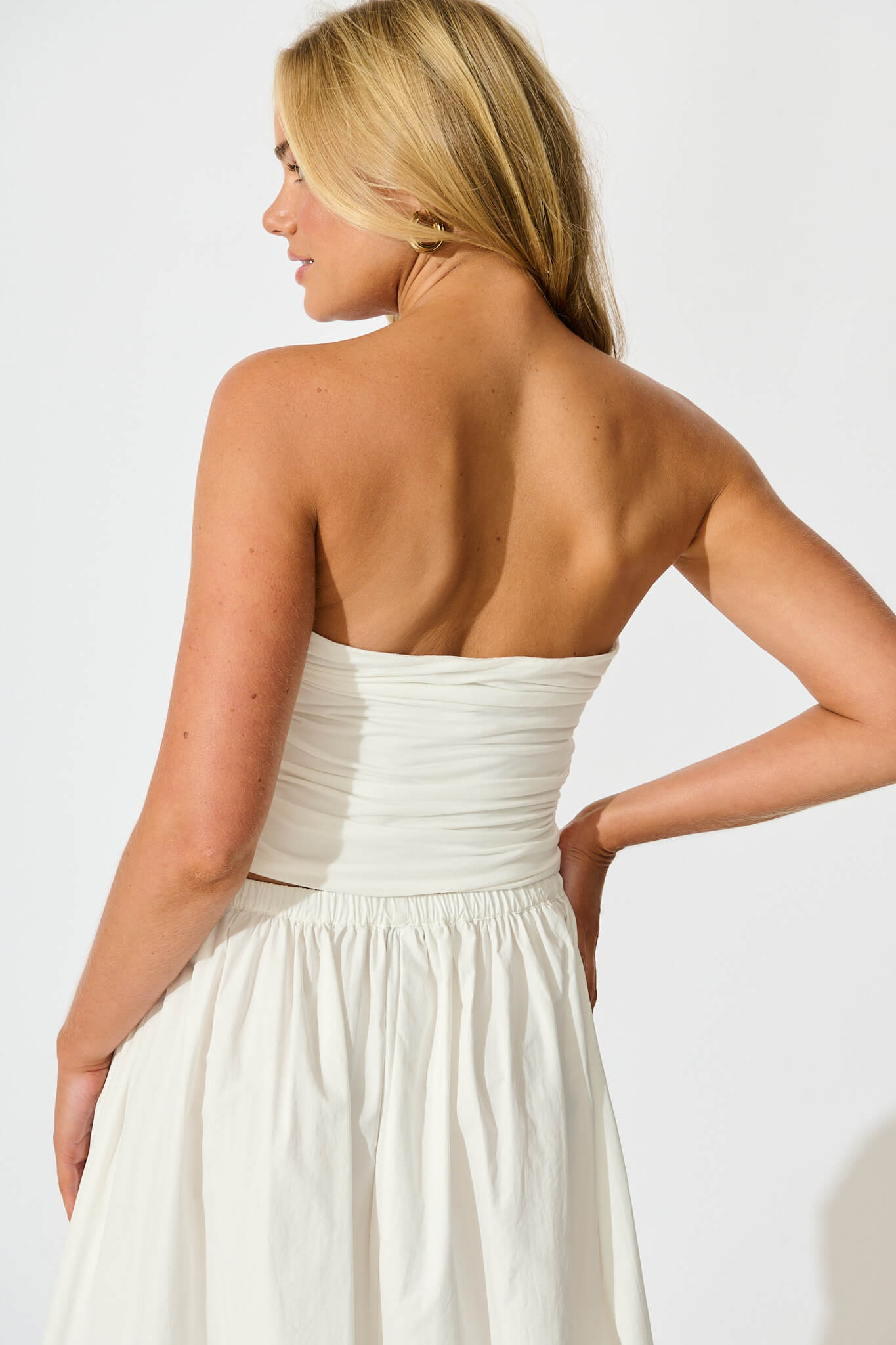 Solo Bandeau Top In White Jersey