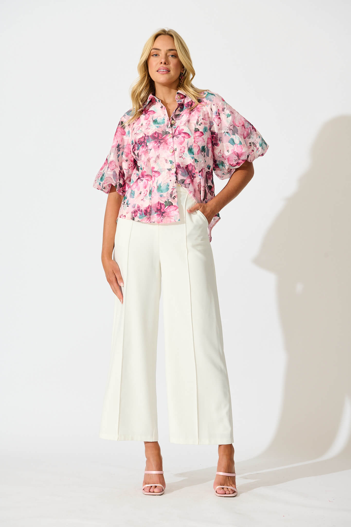 Good love Shirt in Multi Pink Floral Organza