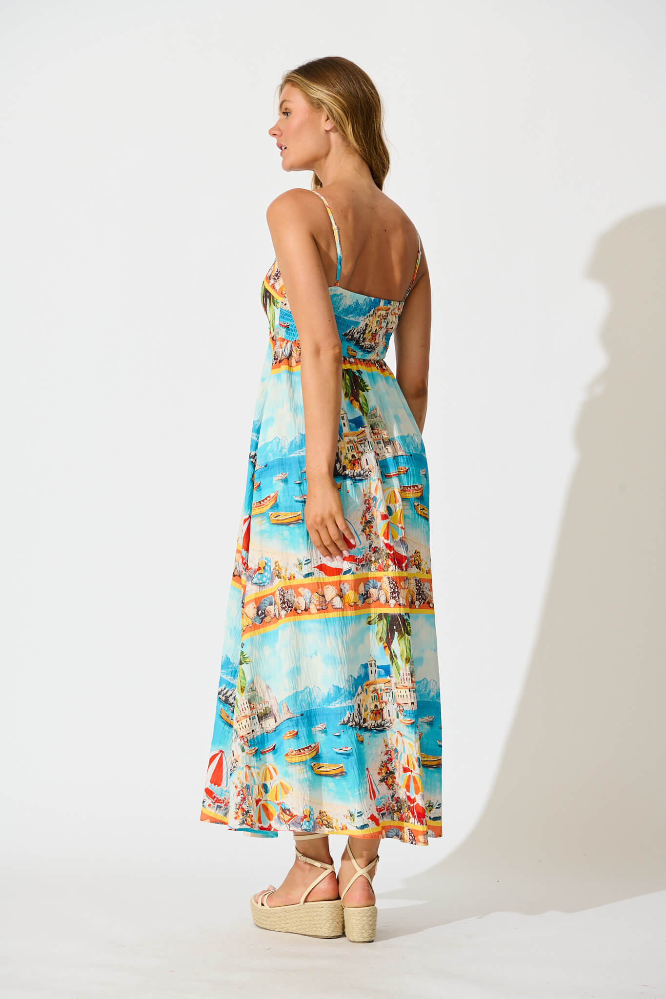Willa Maxi Sundress In Multi Italian Riviera Print
