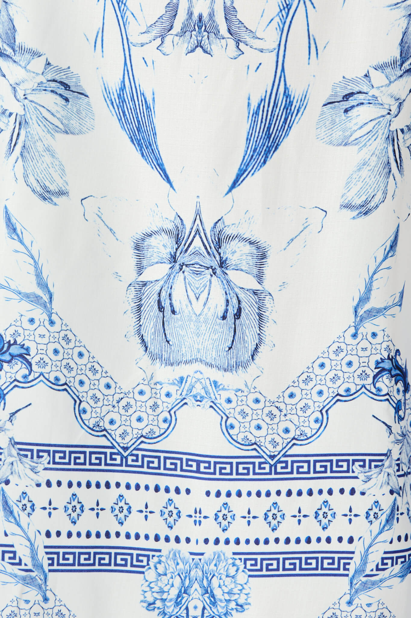 Mariah Pants in White with Blue Floral Border