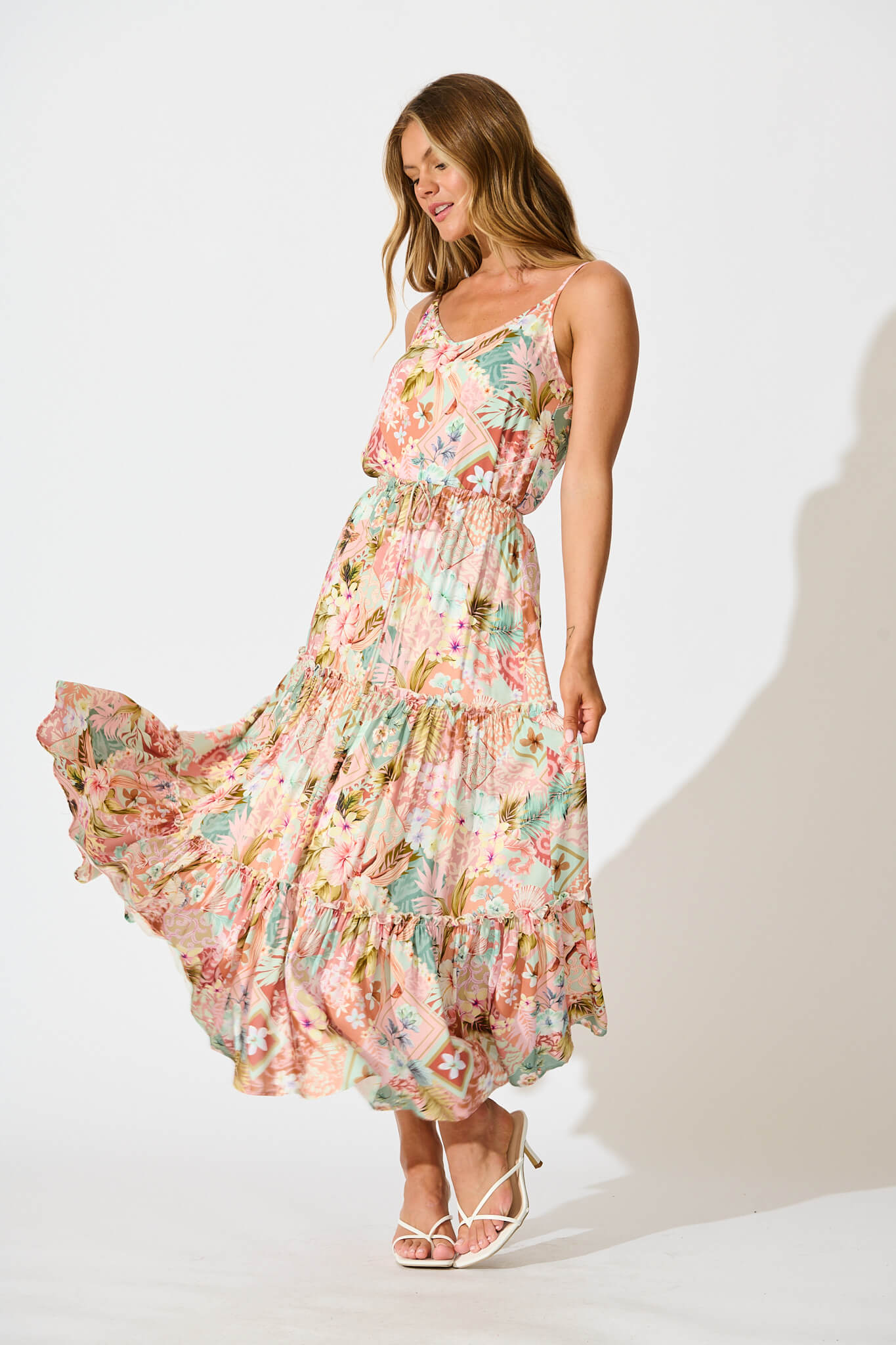 Clifford Maxi Skirt in Tropical Patchwork Print