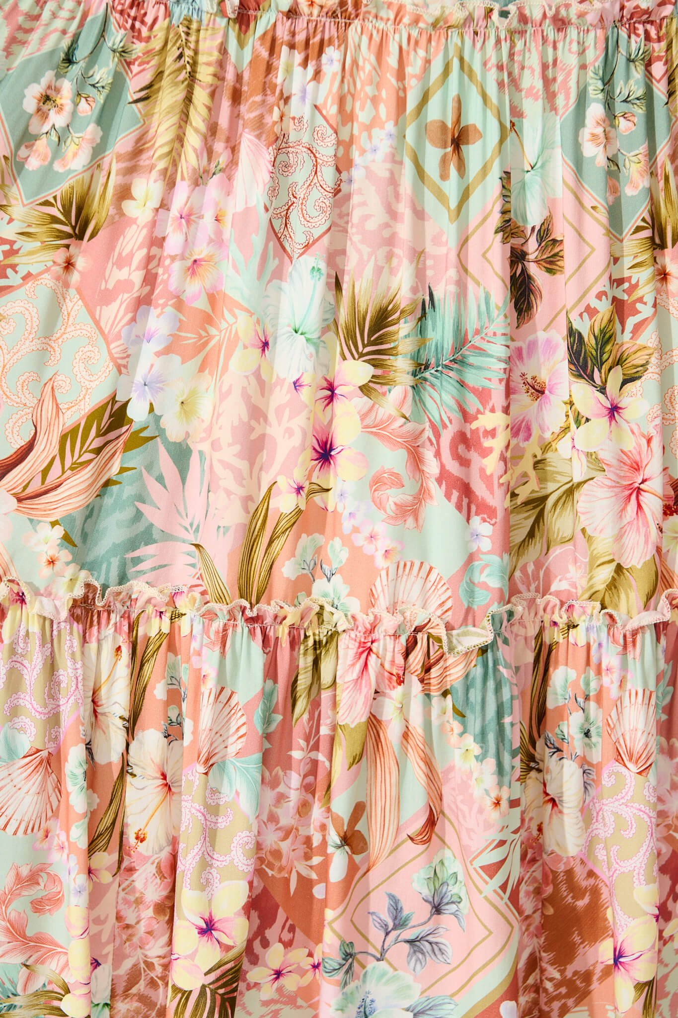 Clifford Maxi Skirt in Tropical Patchwork Print