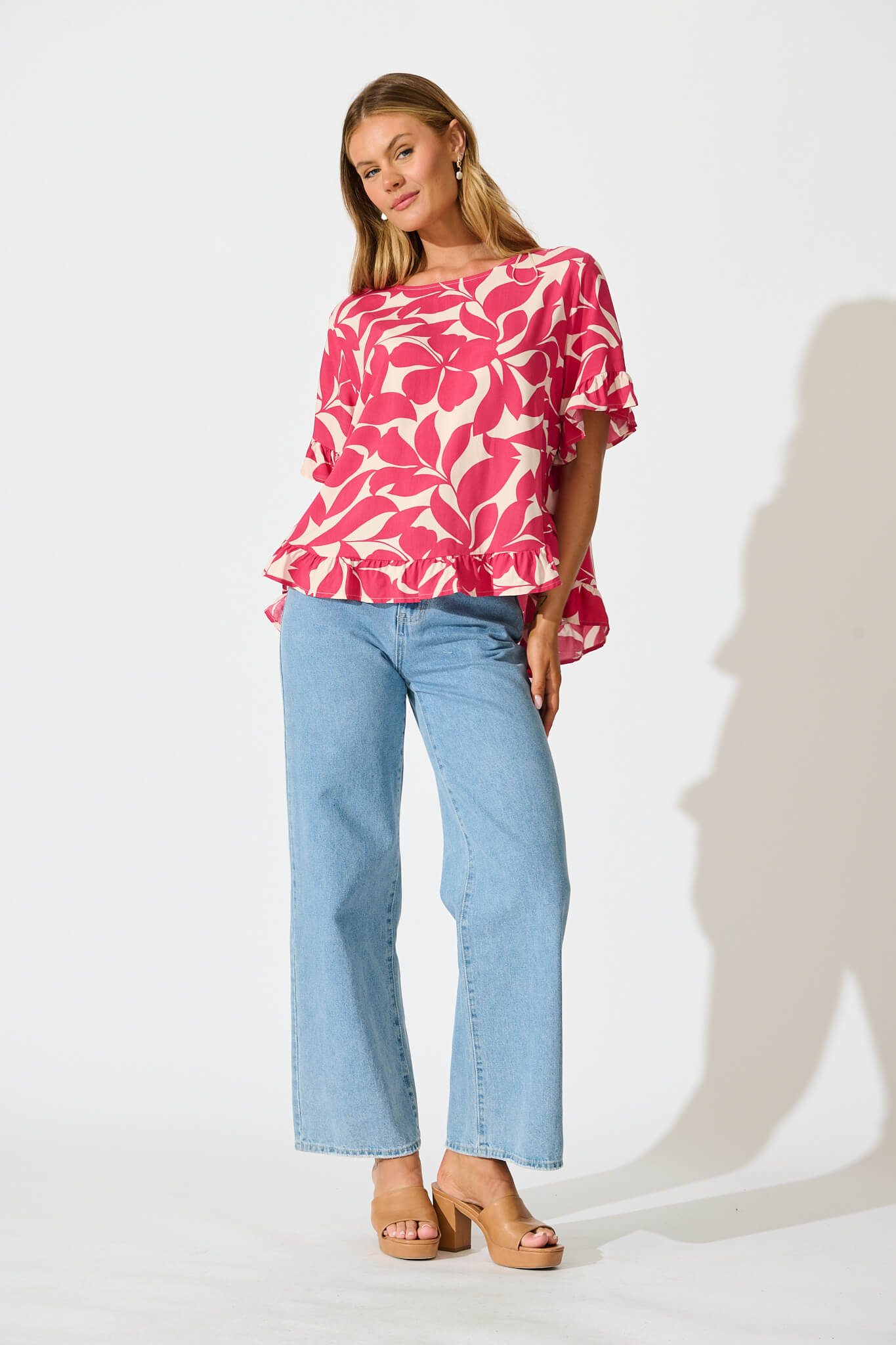 Catharina Top In Pink Leaf