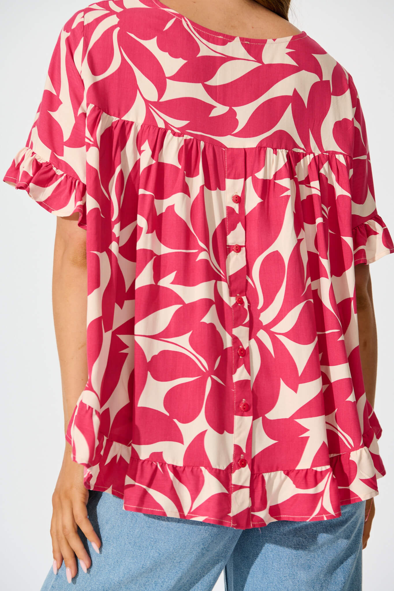 Catharina Top In Pink Leaf