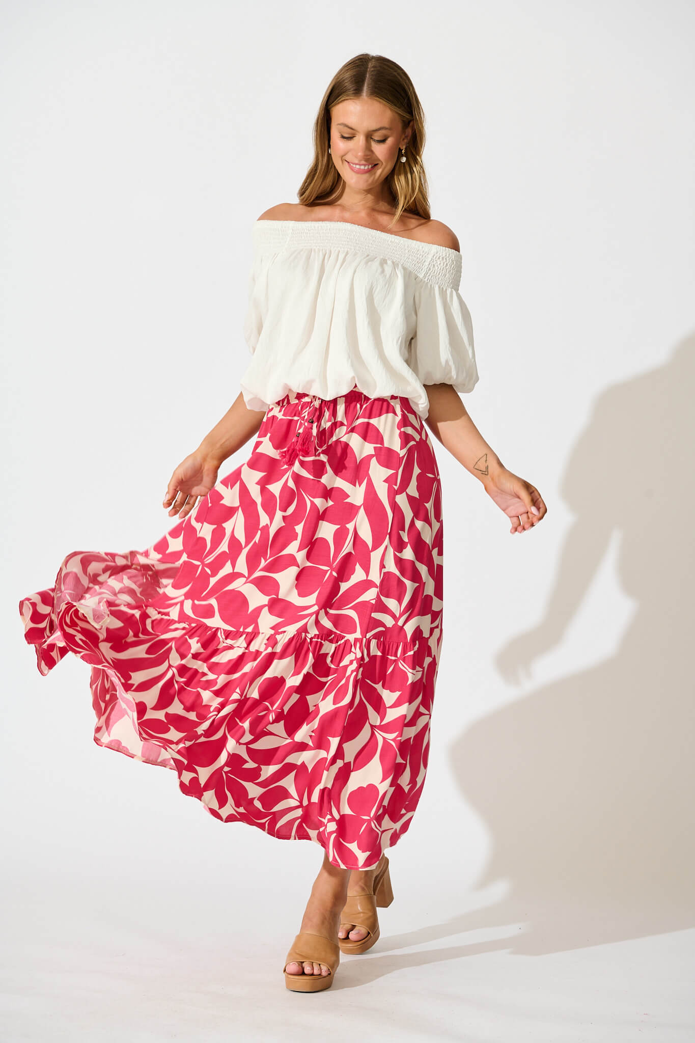 Bilboa Maxi Skirt In Pink Leaf