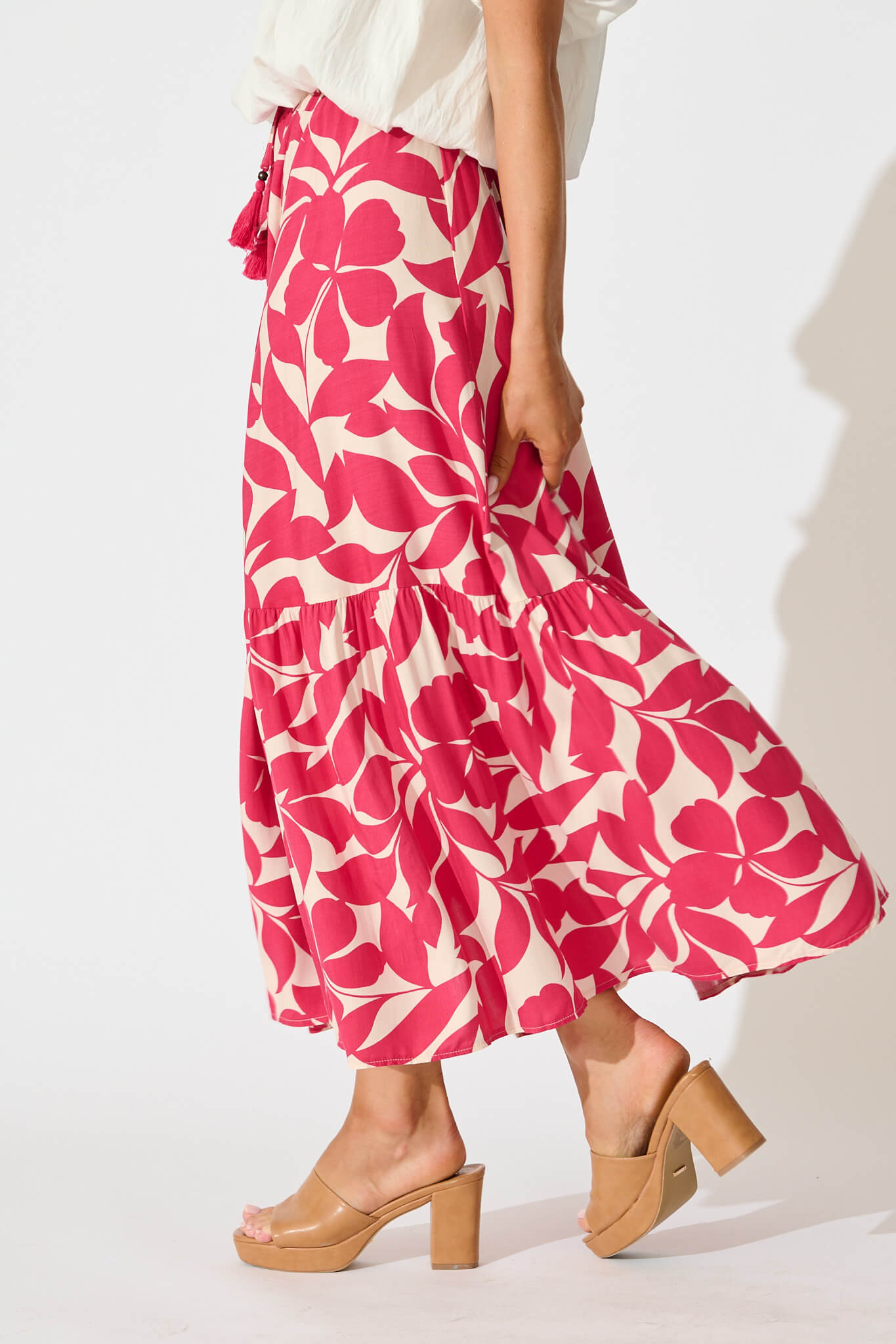 Bilboa Maxi Skirt In Pink Leaf