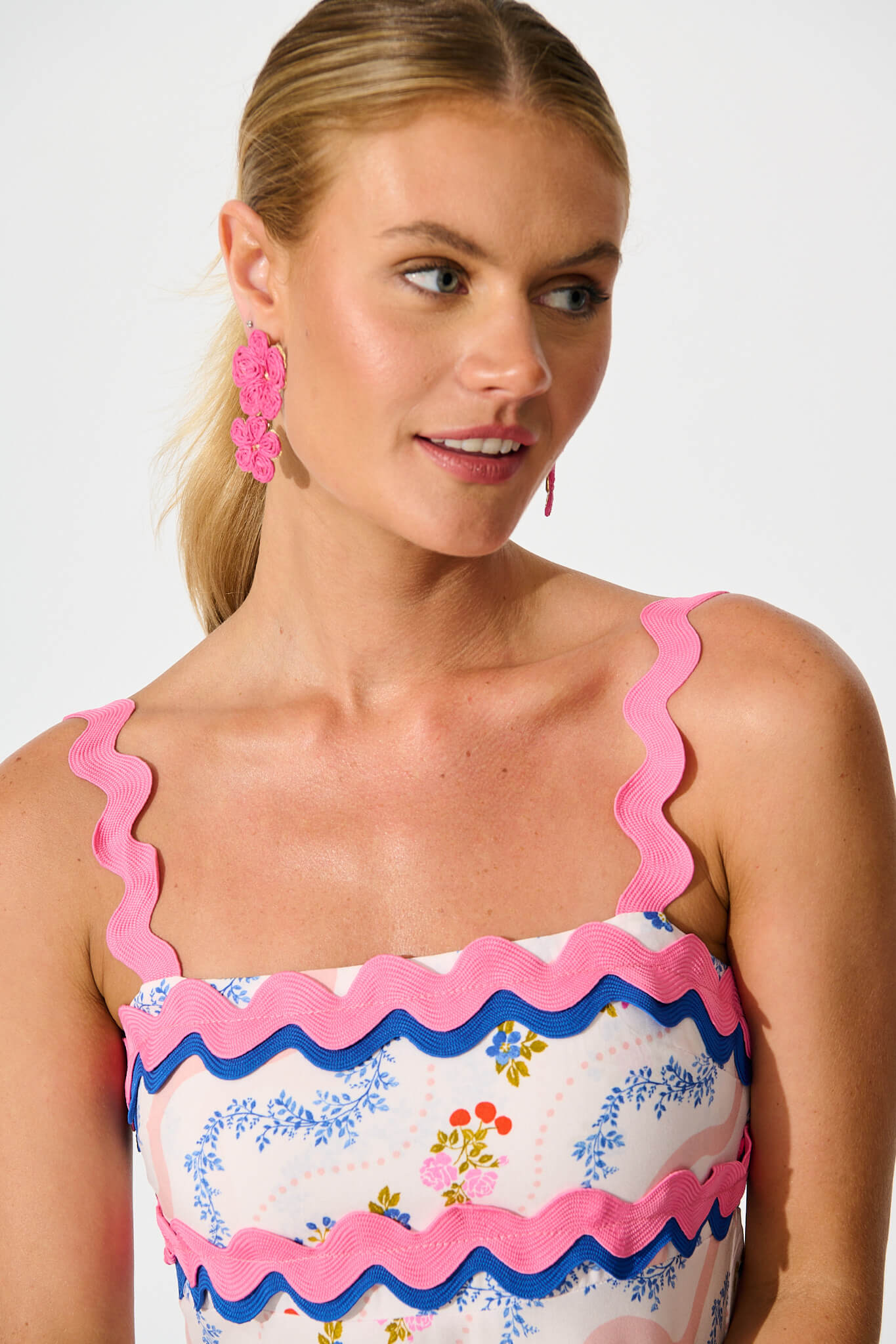 Myka Drop Earring in Pink Straw