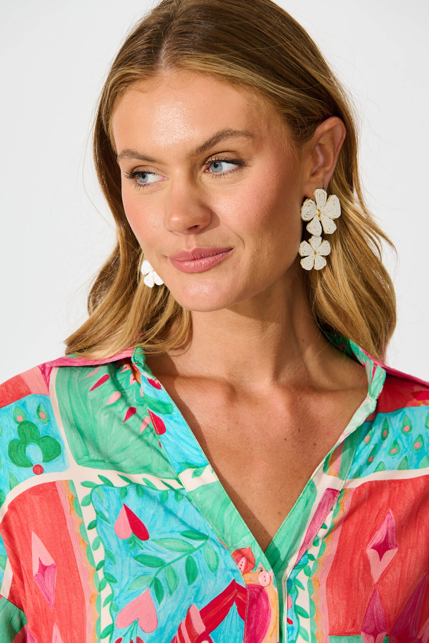 Myka Drop Earring in White Straw