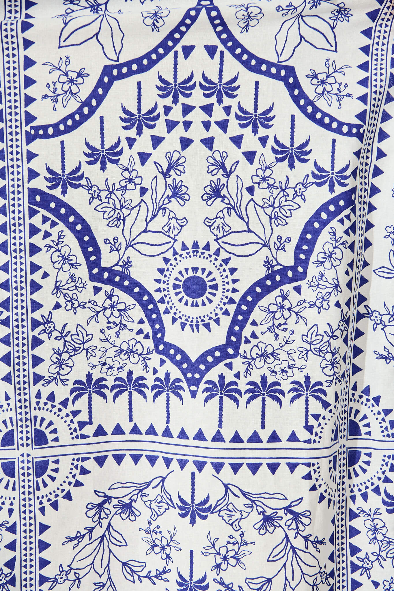 Delsanti Maxi Shirt Dress In White and Blue Cotton Linen